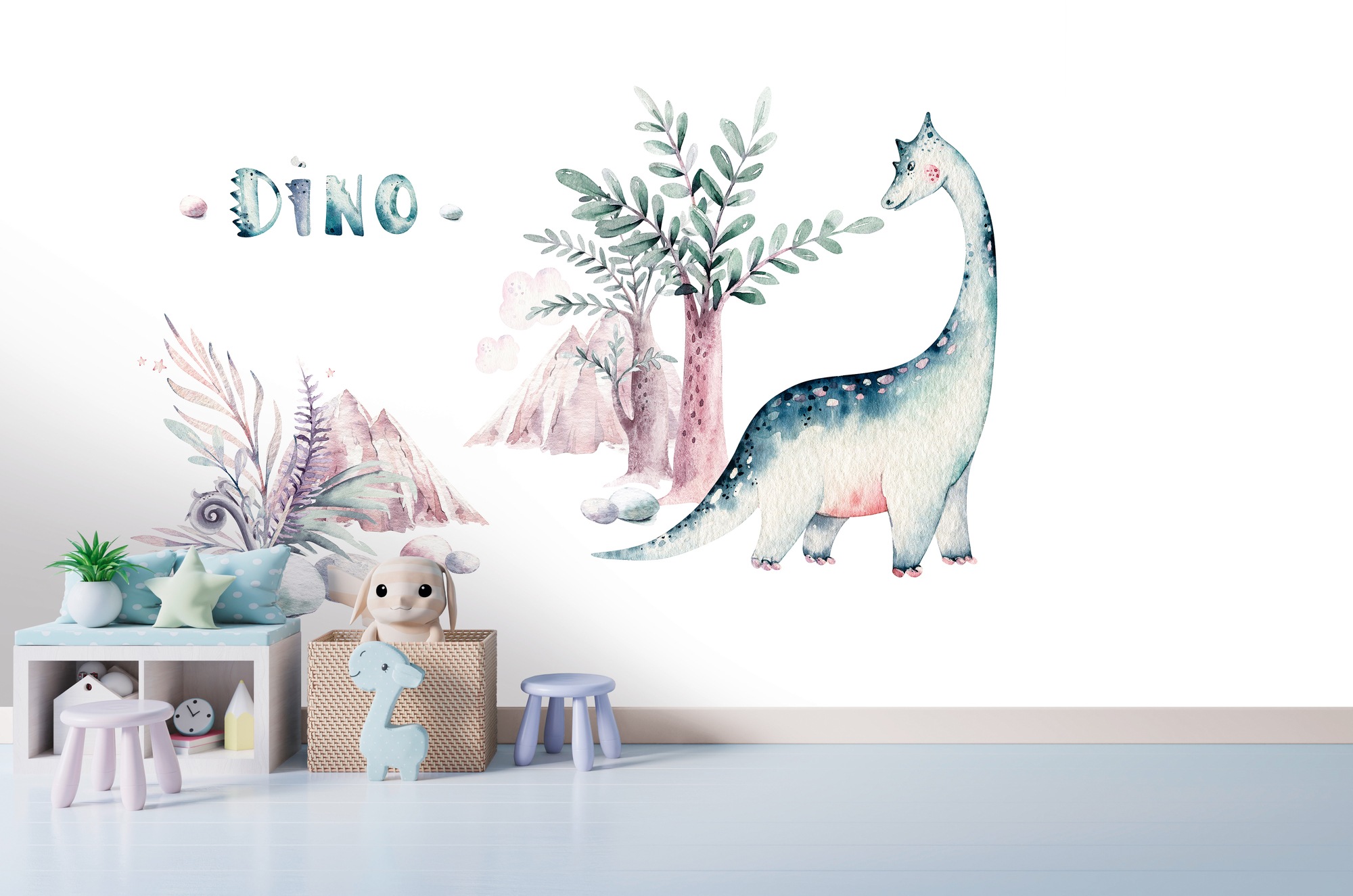 A.S. Création Vliestapete "Fototapete Dino Aquarell Pastell Kinderzimmer" matt strukturiert