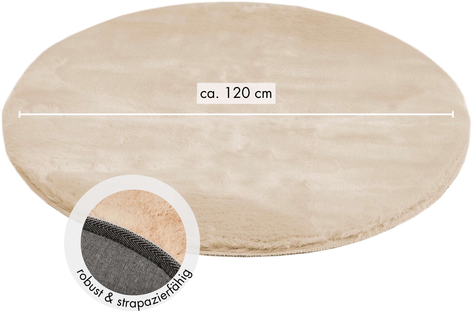 LUXOR living Fellteppich »Novara«, rund, 30 mm Höhe, Kunstfell, Kaninchenfell-Haptik, besonders weicher Hochflor