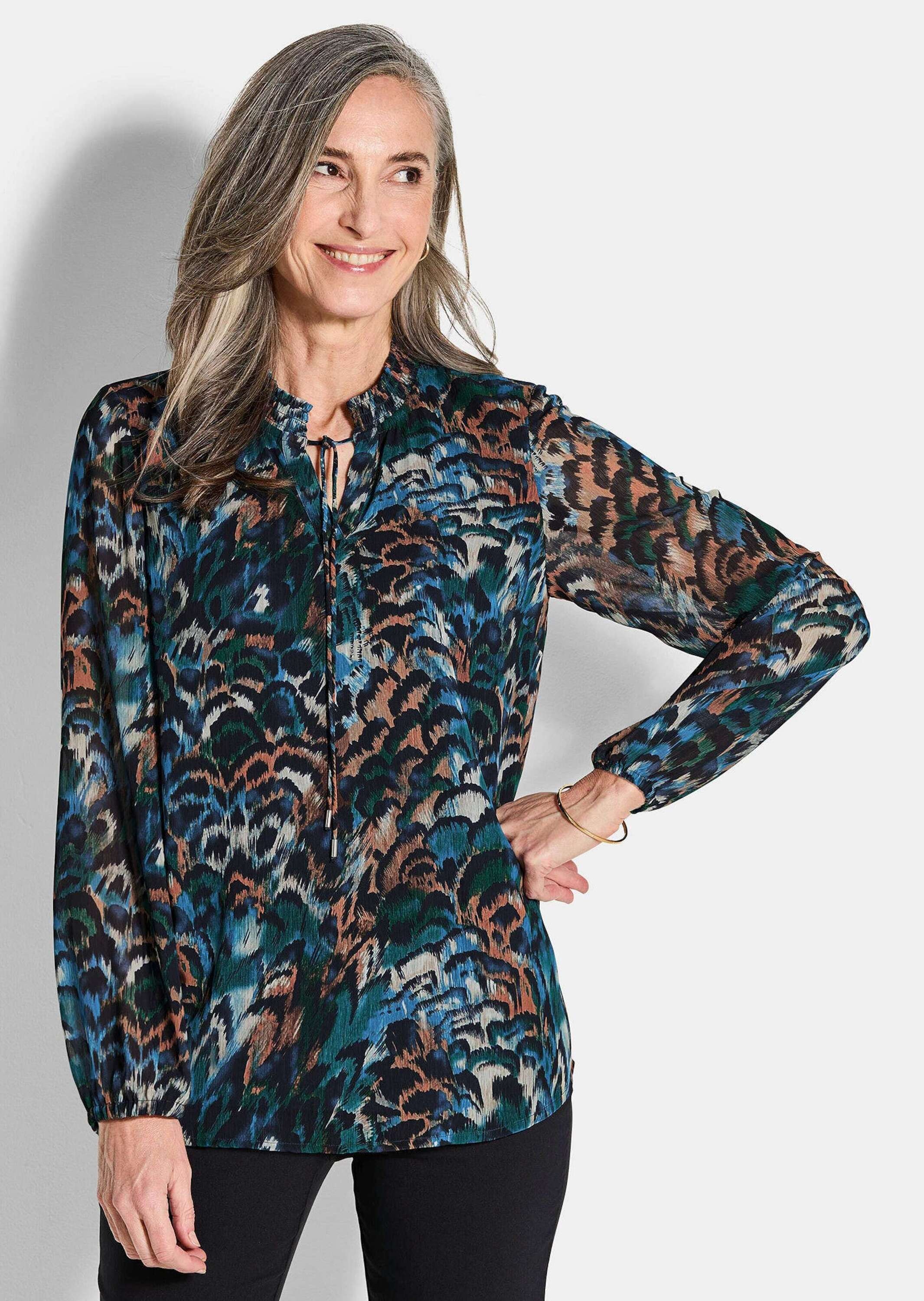 GOLDNER Schlupfbluse »Kurzgröße Druckbluse aus Chiffon«