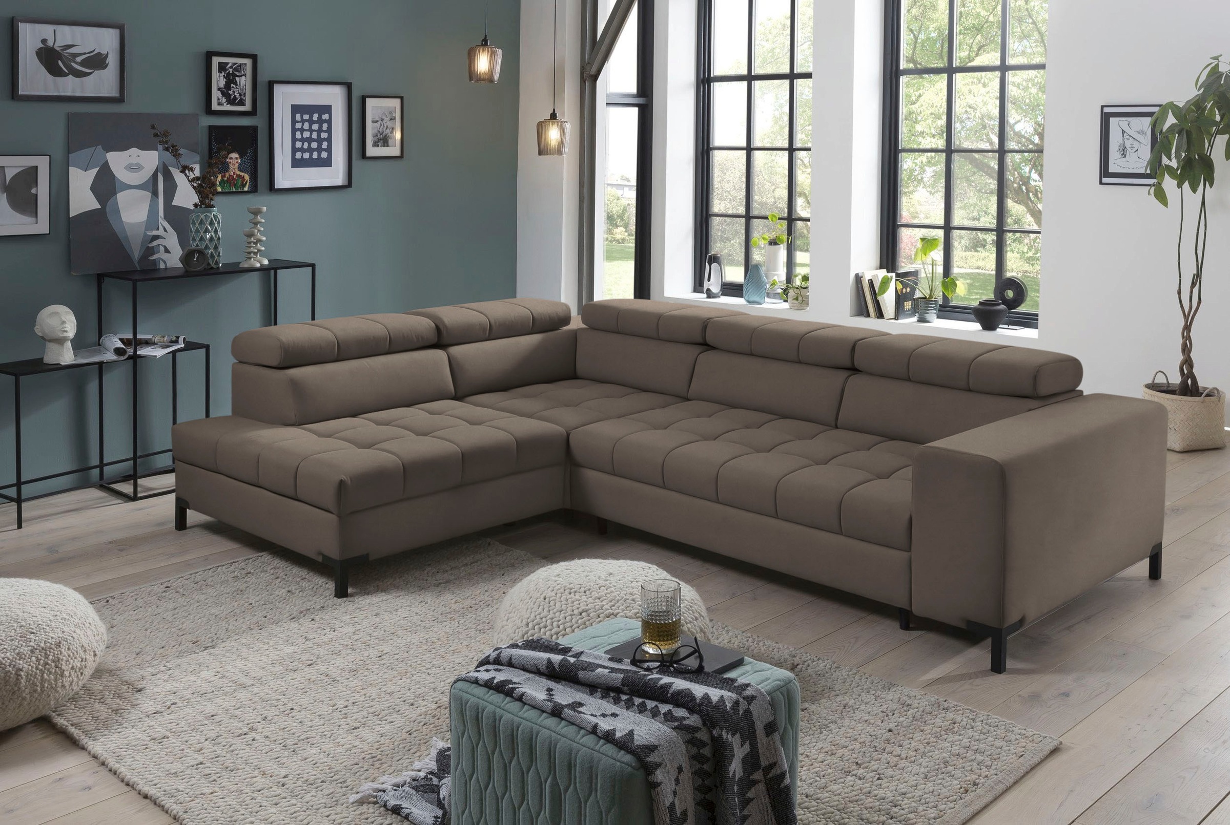 exxpo - sofa fashion Ecksofa »Bocco, hochwertige Verarbeitung, toller Sitzkomfort, bequem, L-Form«, wahlw. mit Bett & Bettkasten, inkl. Kopfteilverstellung, OTTOs Choice