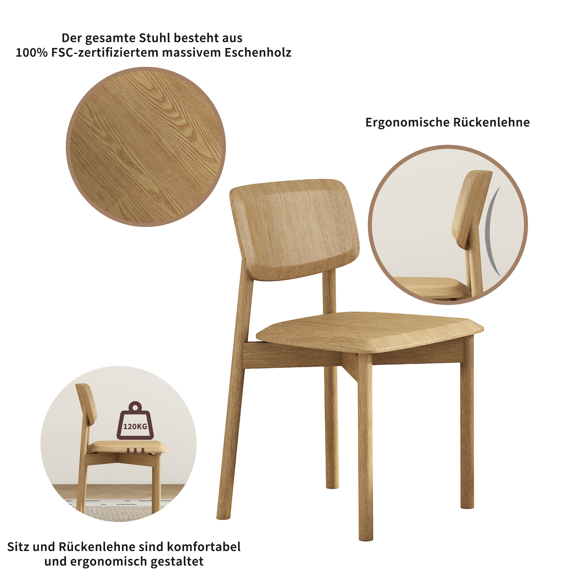 OTTO home Esszimmerstuhl »Grelia« (Set) 2 Stk.natürliche warme Eichenoptik, in zwei Farben, Sitzhöhe 46 cm