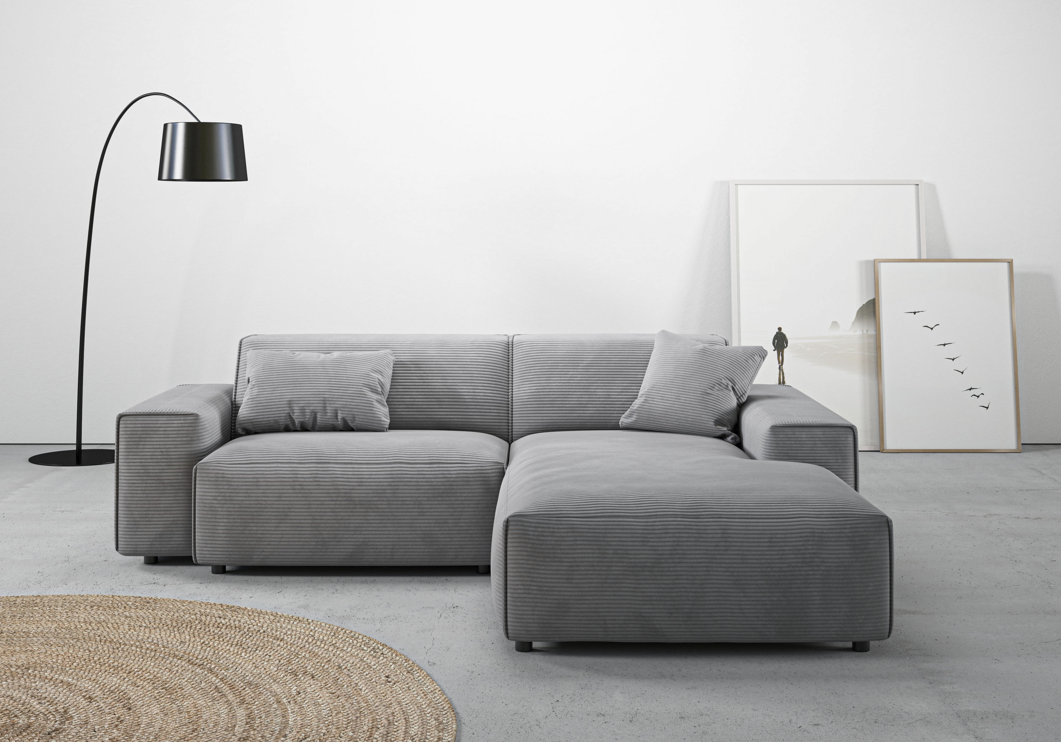 Home affaire Ecksofa "Glimminge L-Form auch in Breitcord, Feincord + Easy care-Bezug," Breite 234, Zierkissen