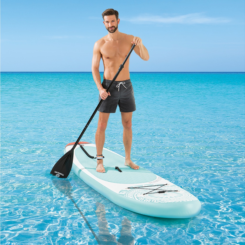 EASYmaxx Inflatable SUP-Board »MAXXMEE Stand-Up Paddle-Board 2020 weiß/blau«, (Spar-Set, 7 tlg., mit Paddel, Pumpe und Transportrucksack)