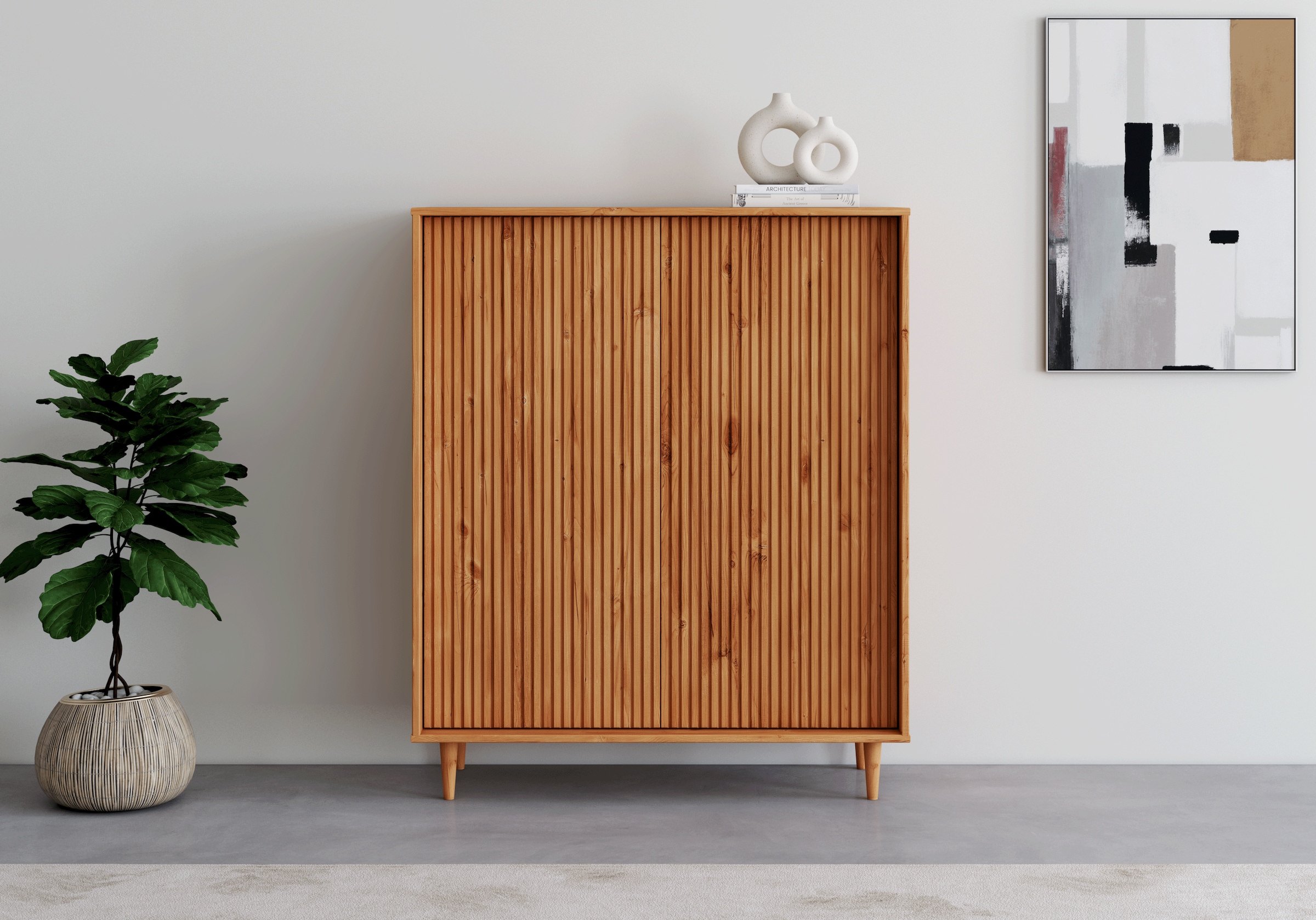 INOSIGN Highboard "Malmedy Front mit gefrästen Rillen", Kommode Midischrank günstig online kaufen