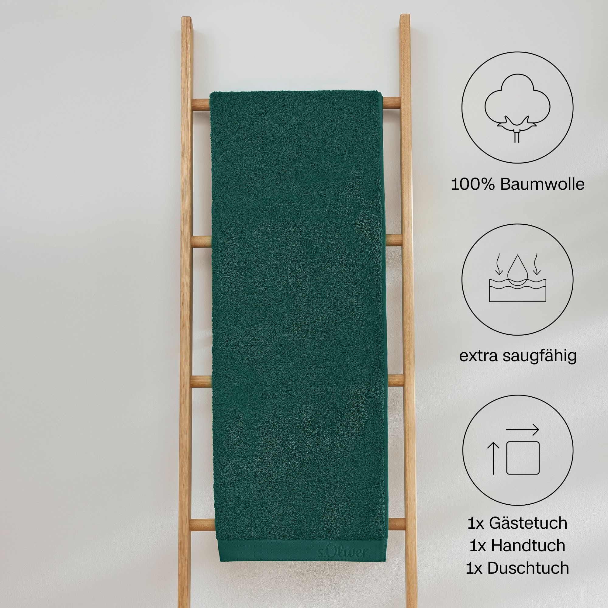 s.Oliver Handtuch Set »s.Oliver, Premium Qualität, 600 gr/m²,«, (Set, 3 St., 1 Gästetuch 30x50 cm-1 Handtuch 50x100 cm-1 Duschtuch 70x140 cm), 1 Gästetuch 30x50 cm, 1 Handtuch 50x100 cm, 1 Duschtuch 70x140 cm