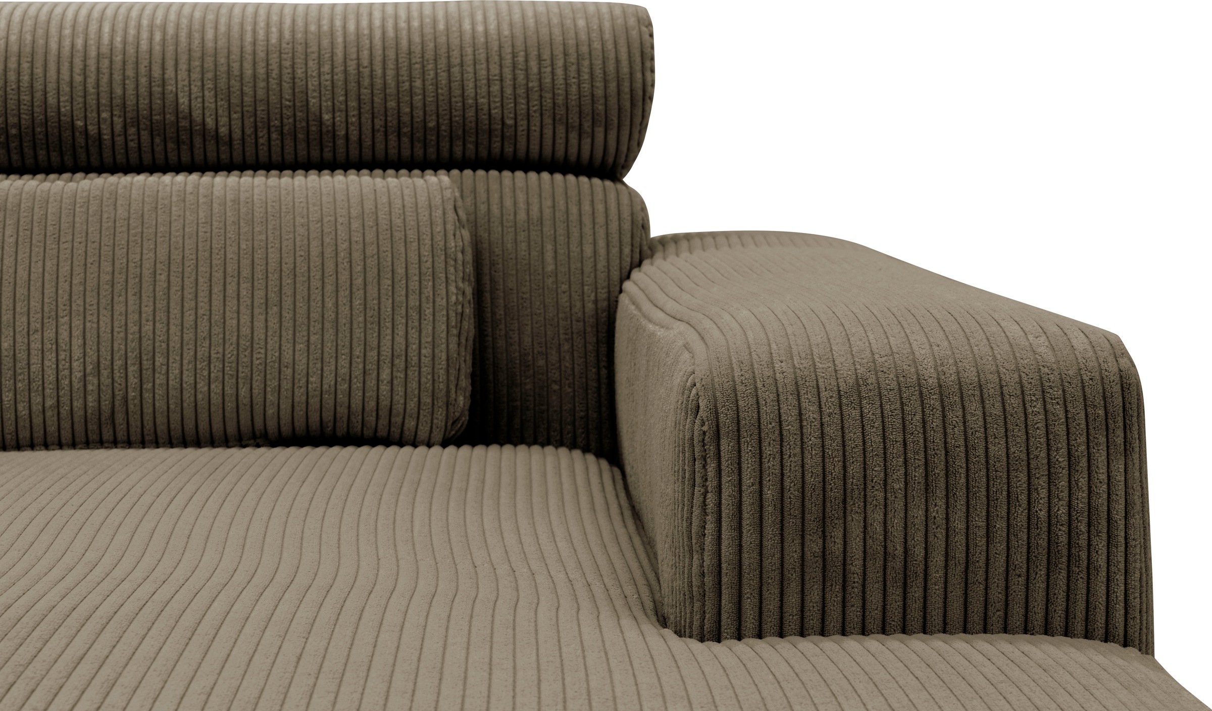 DOMO collection Ecksofa »Brandon große Ausführung B/T/H: 289/177/80 cm, auch in Leder und Cord«, mit Kopfteilverstellung, wahlweise Sitztiefenverstellung, L-Form