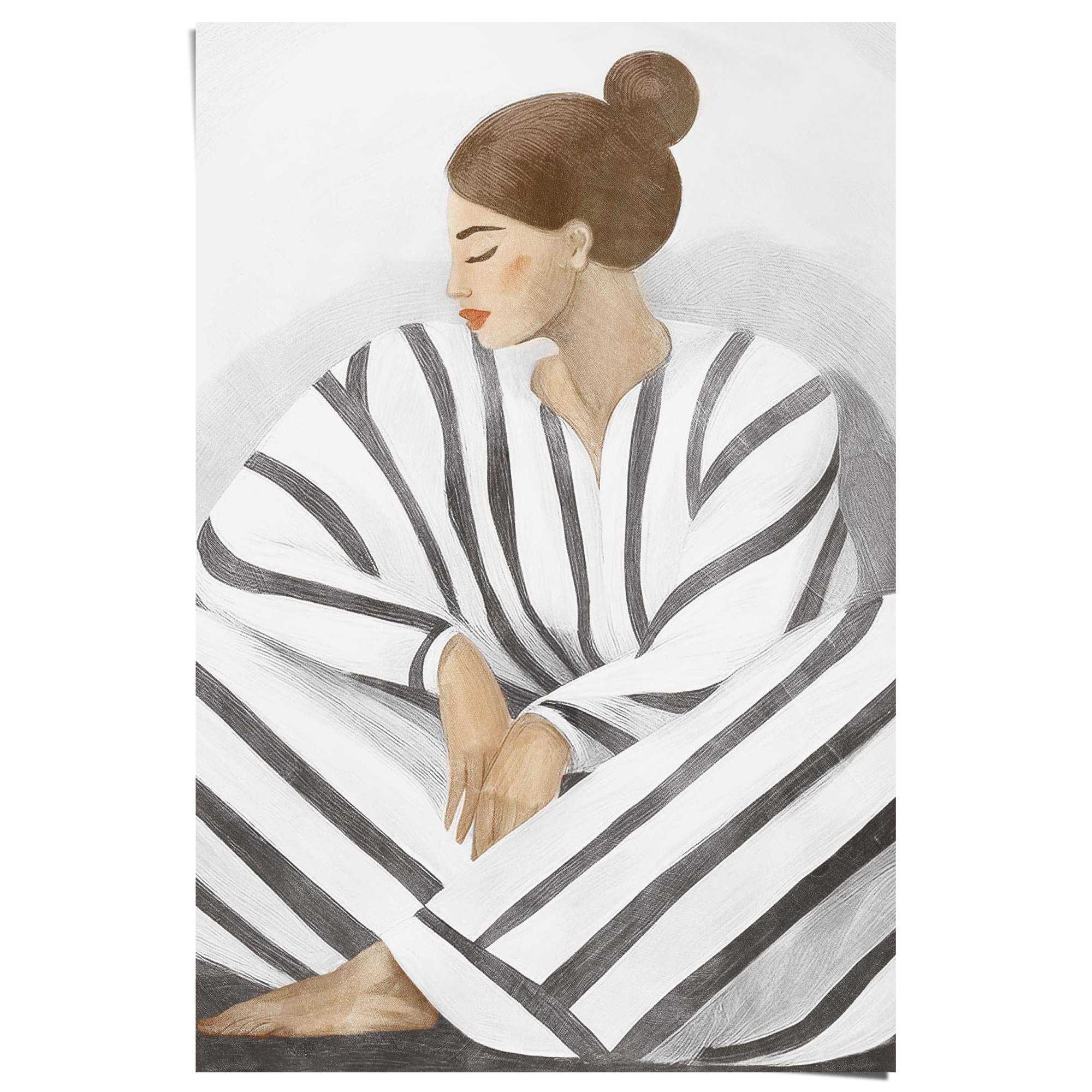 Reinders Poster "Zen-Dame grau", Schlafzimmer - Weiß - 150 gr. Papier - Fra günstig online kaufen