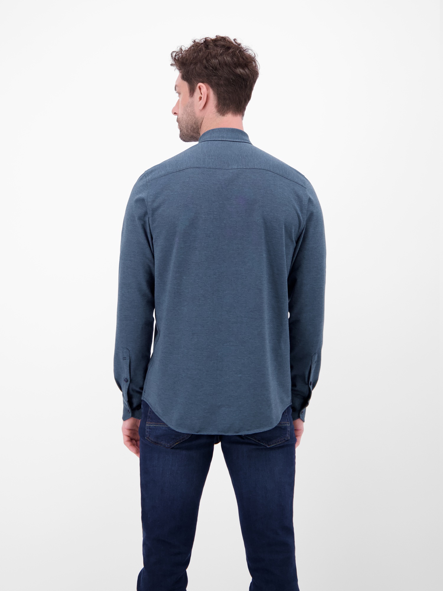 LERROS Langarmhemd "LERROS Jerseyhemd mit 2-Knopf-Manschette und Kentkragen günstig online kaufen