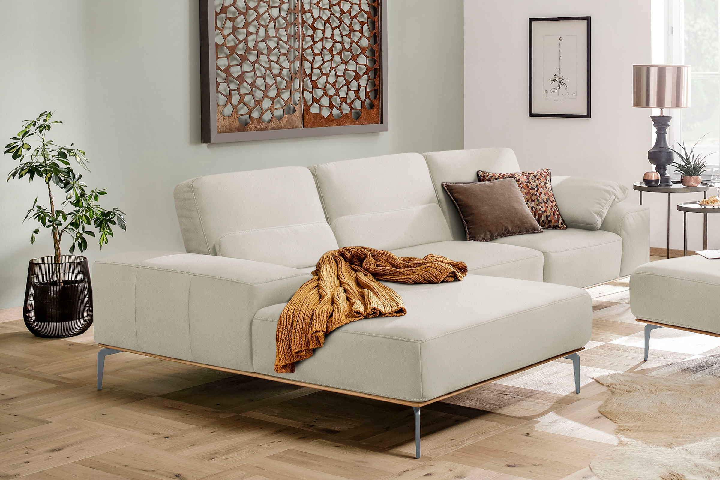 W.SCHILLIG Ecksofa "run", mit elegantem Holzsockel, Füße in Silber matt, Br günstig online kaufen