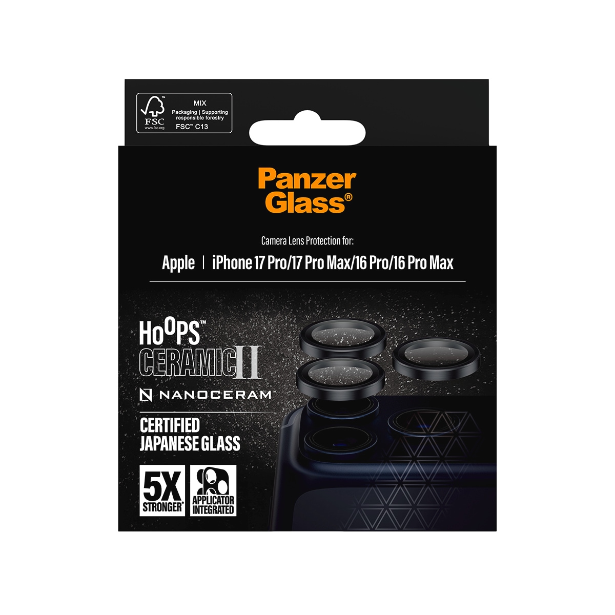 CARE by PanzerGlass Kameraschutzglas »Hoops Ceramic II Camera Lens Protector« für Apple iPhone 17 Pro/Pro Max;Apple iPhone 16 Pro/Pro Max Kameraschutz,Linsenschutz,Objektivschutz, kratz- & stoßfest