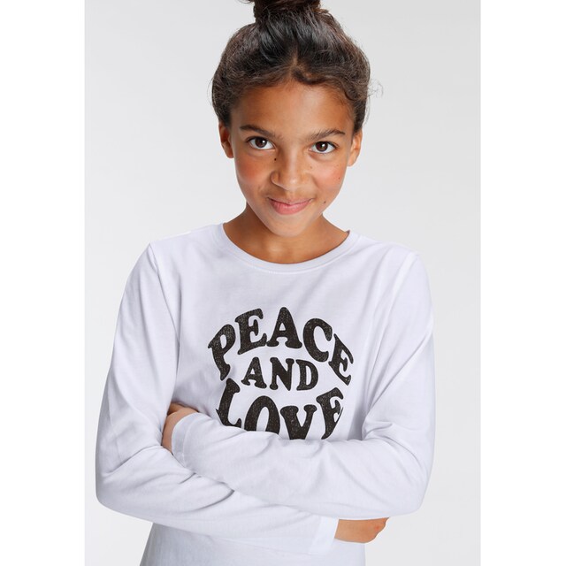 KIDSWORLD Langarmshirt »Peace and Love«, Druck kaufen | BAUR