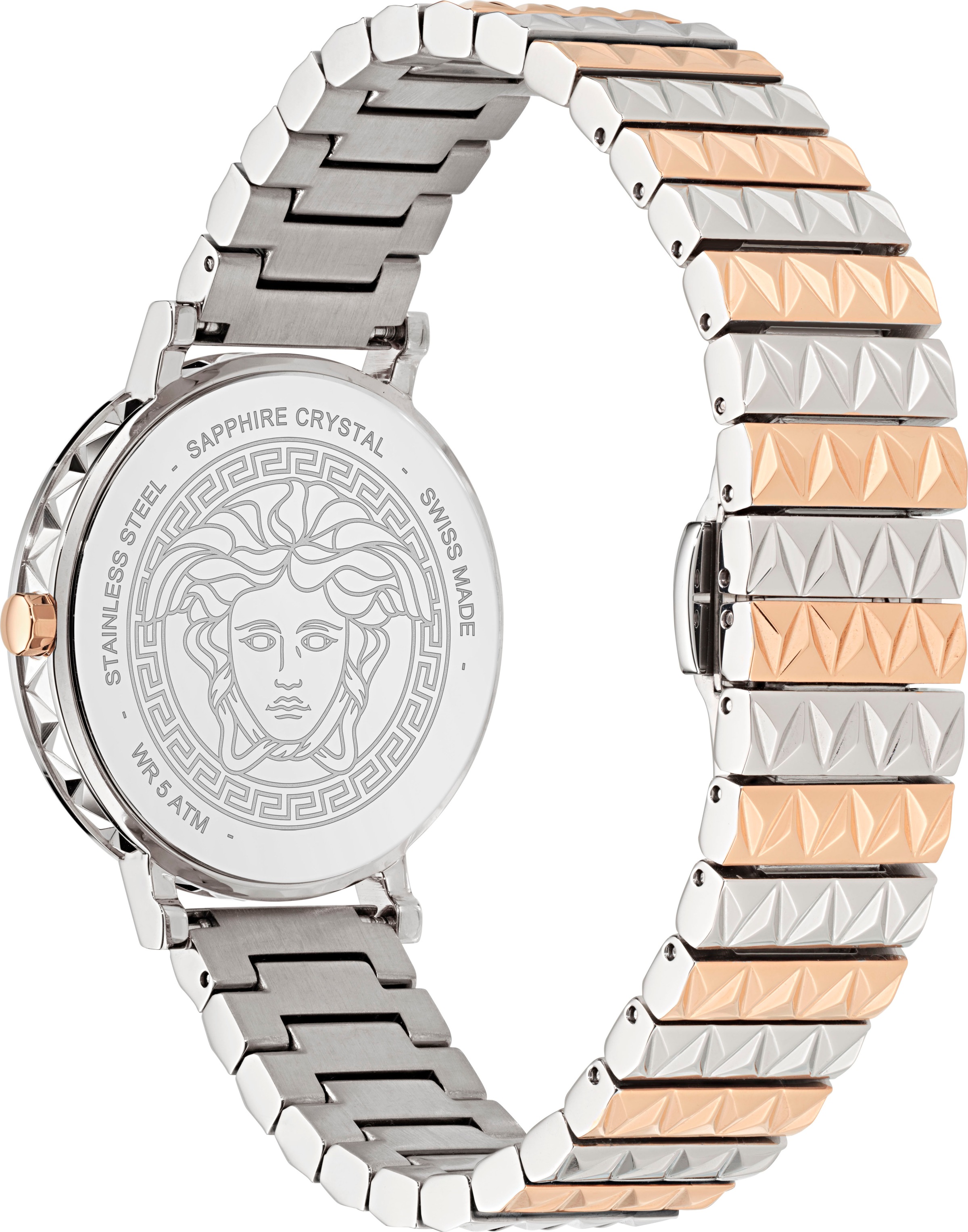 Versace Quarzuhr »VERSACE DAEDALUS«, Armbanduhr, Damenuhr, Swiss Made, Edelstahlarmband, analog, Saphirglas