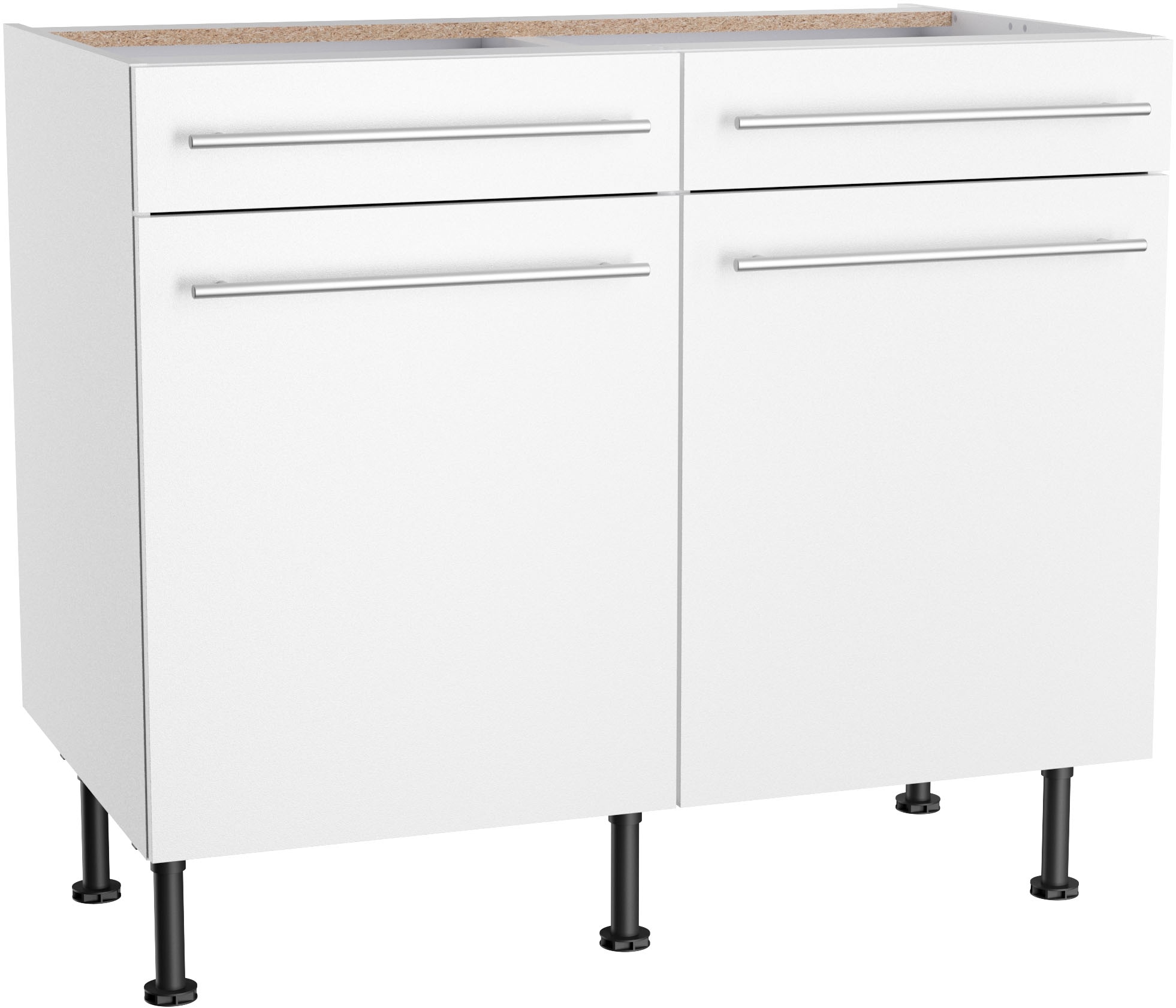 KOCHSTATION Unterschrank "KS-Bern2" Breite 100 cm, 2 Türen, 2 Schubkästen, 1 Einlegeboden