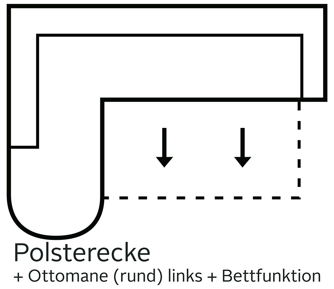 DOMO collection Ecksofa »Papenburg, zeitlose Rückensteppung, elegante Armlehne, L-Form«, mit Ottomane, wahlweise mit Bettfunktion