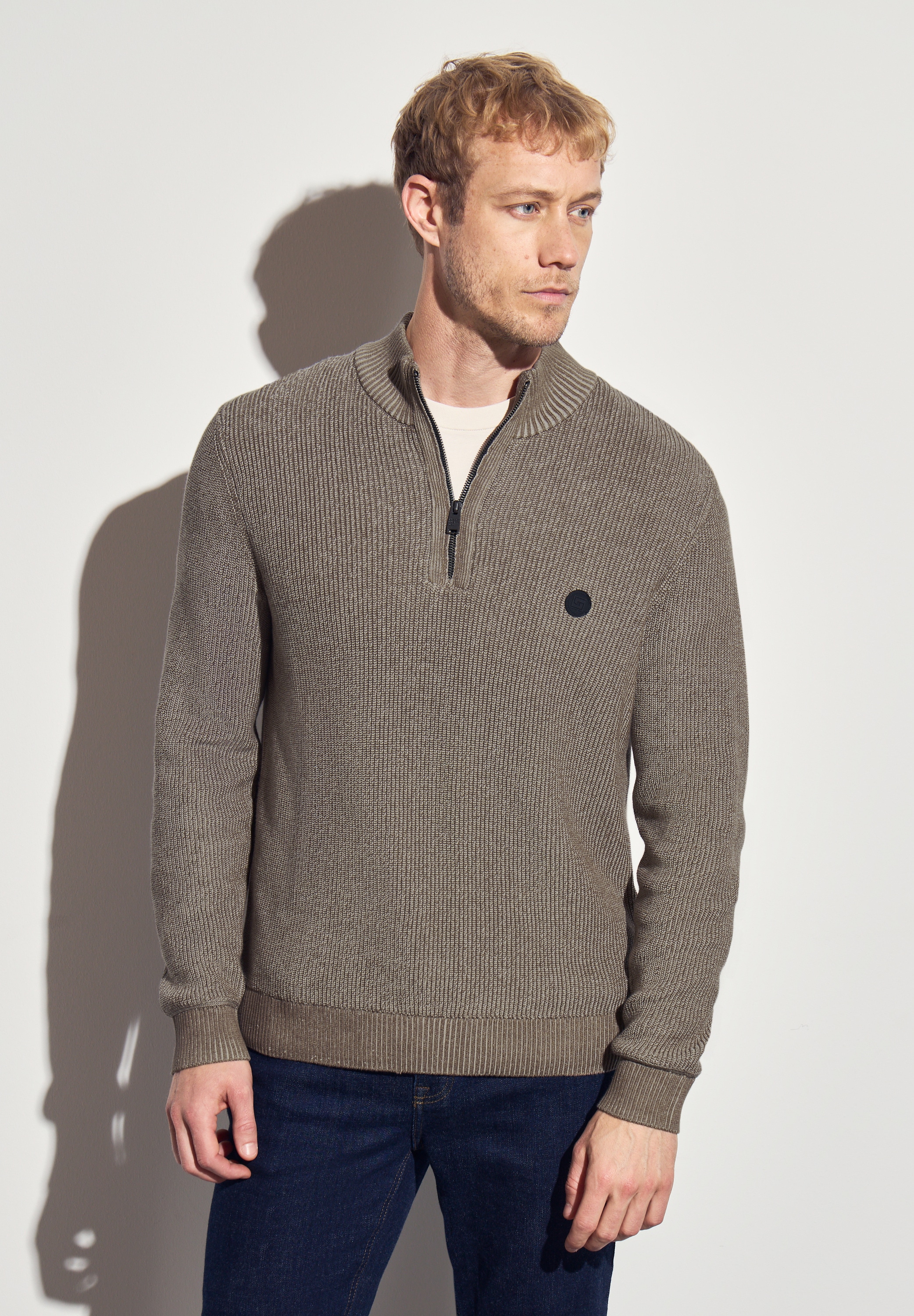 STREET ONE MEN Stehkragenpullover, aus reiner Baumwolle günstig online kaufen