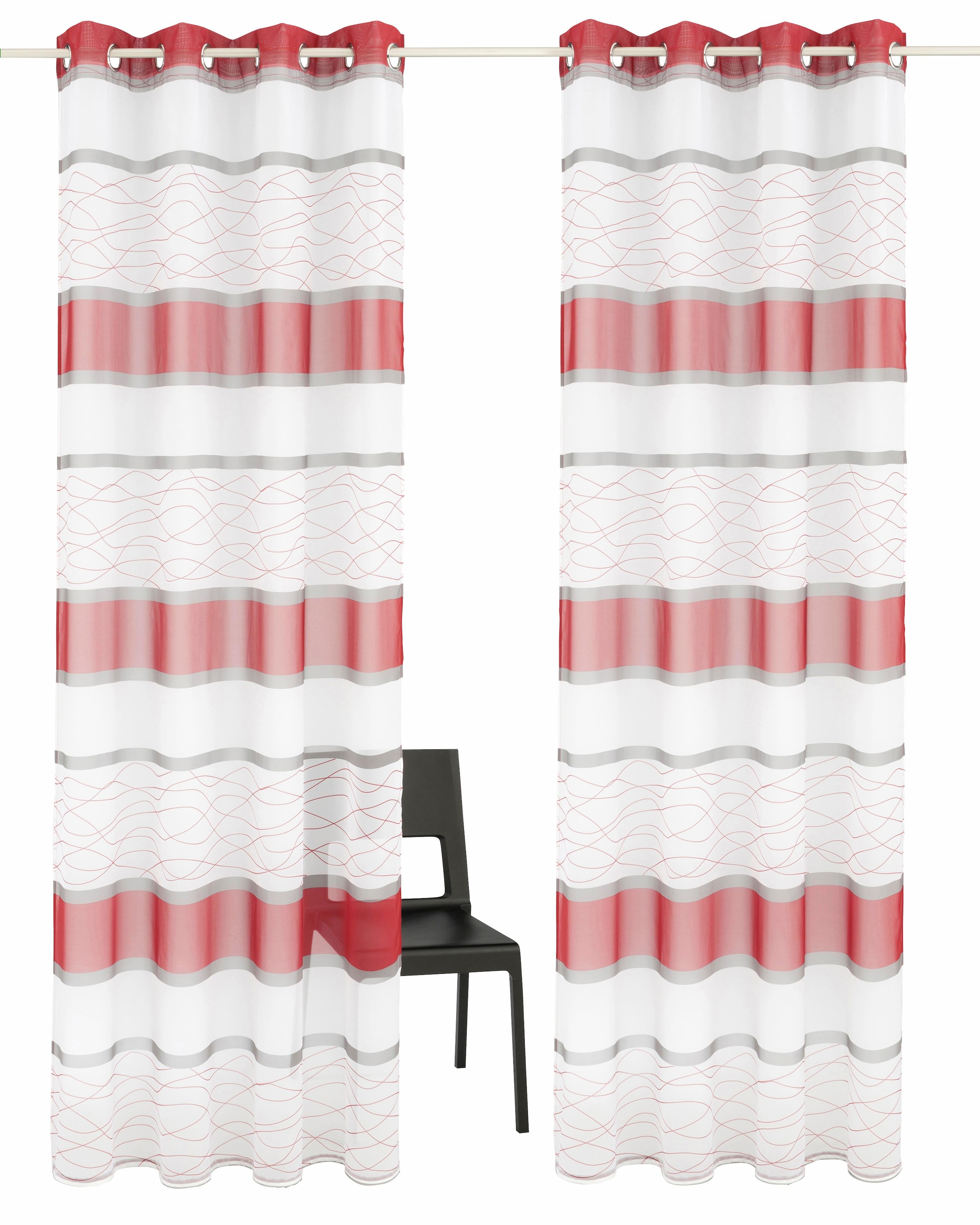 Gardine »Jay«, (2 St.), Vorhang, 2-er Set, Fertiggardine, transparent, Querstreifen