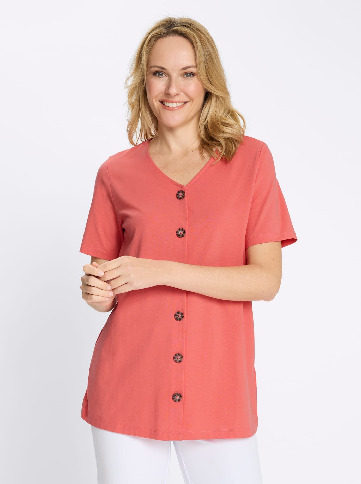 Classic Basics Damen Longshirt Koralle Gr. 54 4