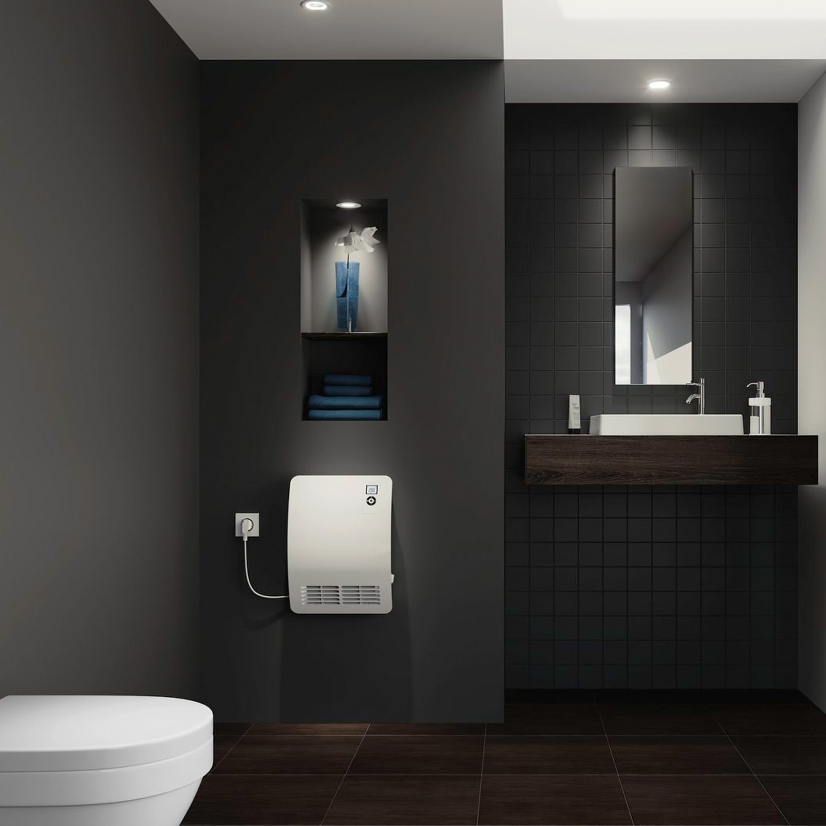 AEG Haustechnik Šildytuvas »»VH Comfort« energiesparend 2000W dėl ca. 25 m² LC-Display« Wochenzeitschaltuhr 120 Min. Timer Silent Mode Bad (EU-Stecker)