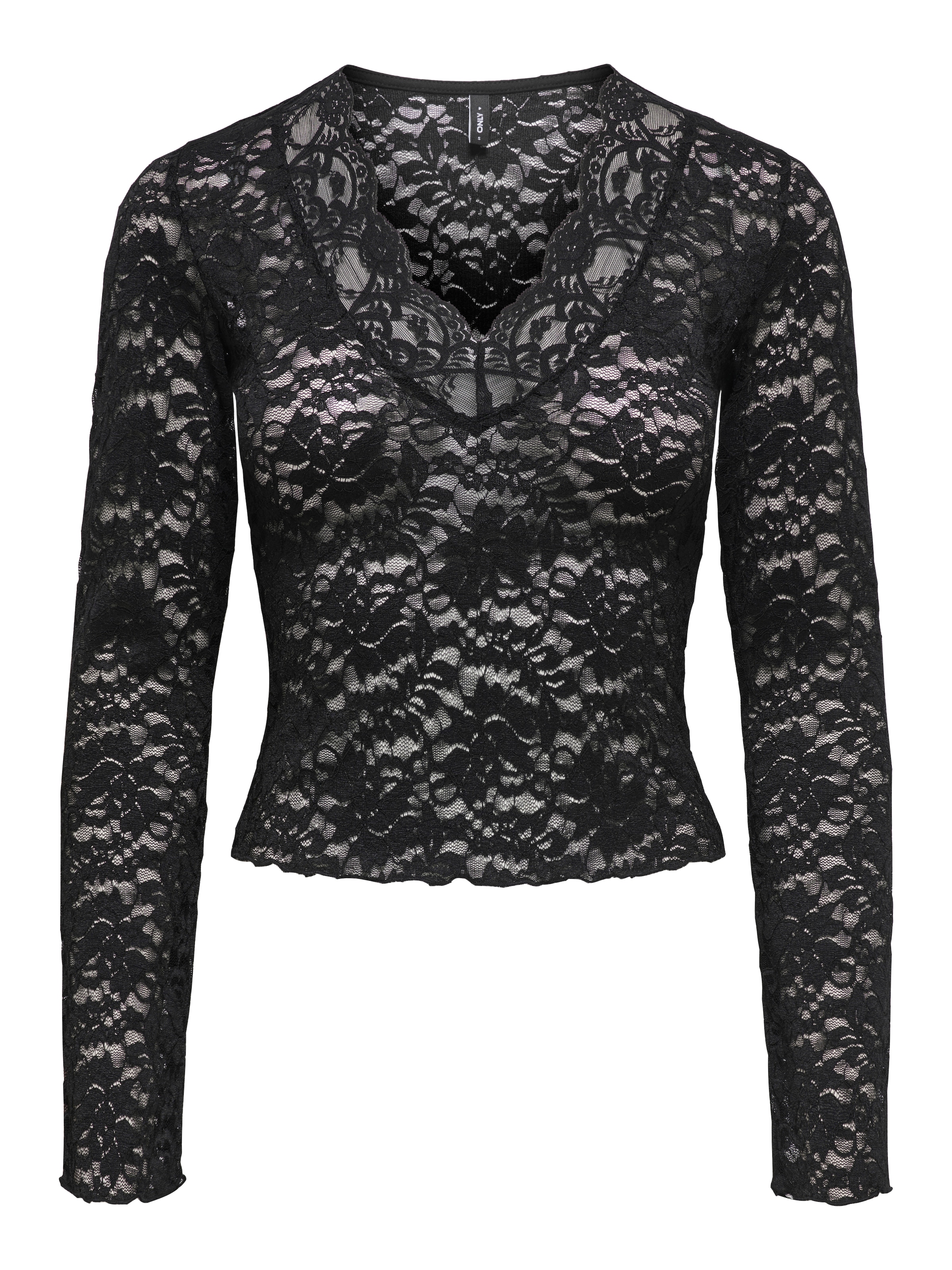 ONLY Spitzenshirt »ONLNIKKA L/S LACE TOP JRS NOOS« Materialmix