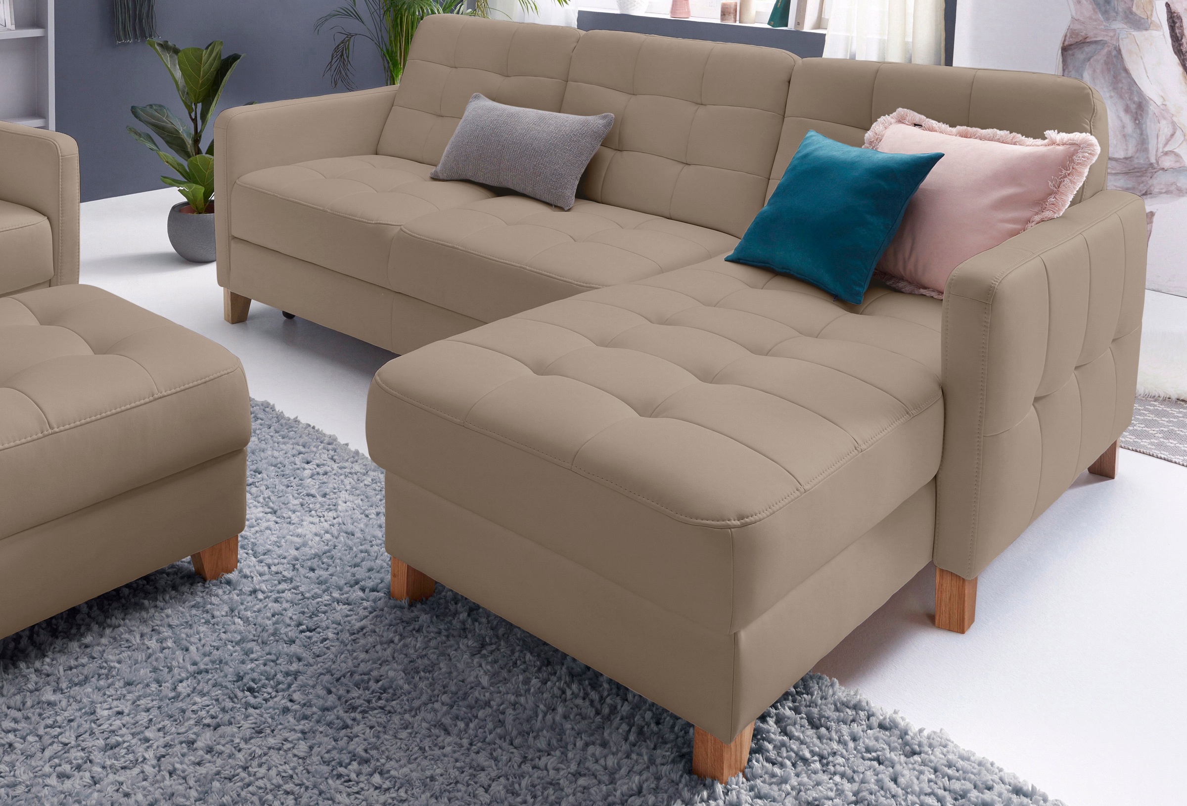 exxpo - sofa fashion Ecksofa »Elio, kompakt und komfortabel, bequem und zeitloses Design, L-Form«, wahlweise mit Bettfunktion