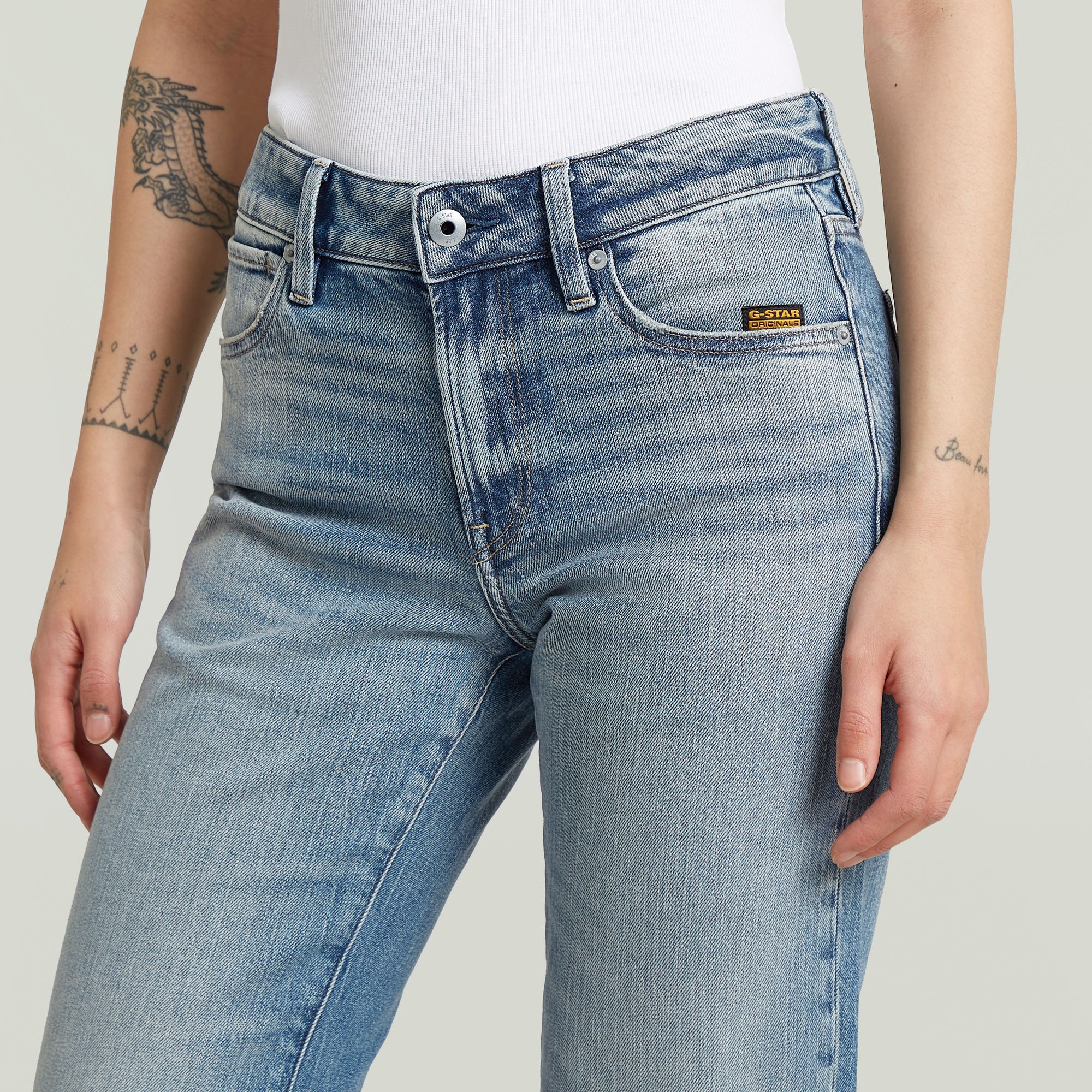 5-Pocket-Jeans G-STAR "G-Straight Wmn", Herren, Gr. 28, Länge 34, faded blau halite, Denim/Jeans, Obermaterial: 99% Baumwolle, 1% Elasthan, straight fit lang, Jeans 5-Pocket-Jeans, im Straight Fit 2