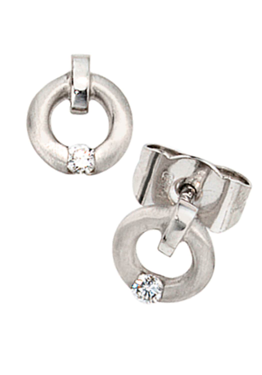 JOBO Paar Ohrstecker »Runde Ohrringe mit Diamanten«, 950 Platin