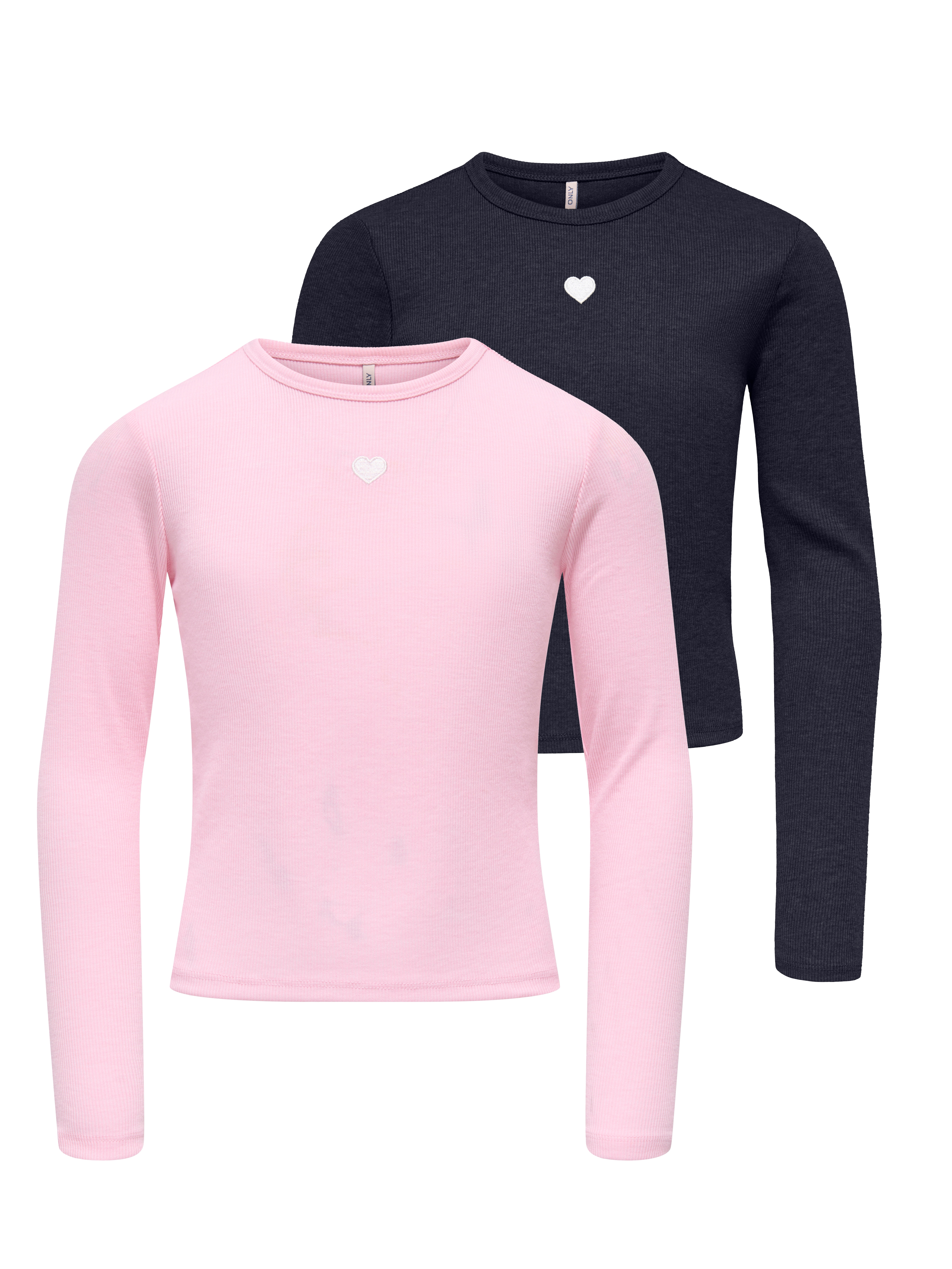KIDS ONLY Langarmshirt "KOGELVA JUNE EMB L/S TEE JRS 2-PACK" Packung, 2 Materialmix