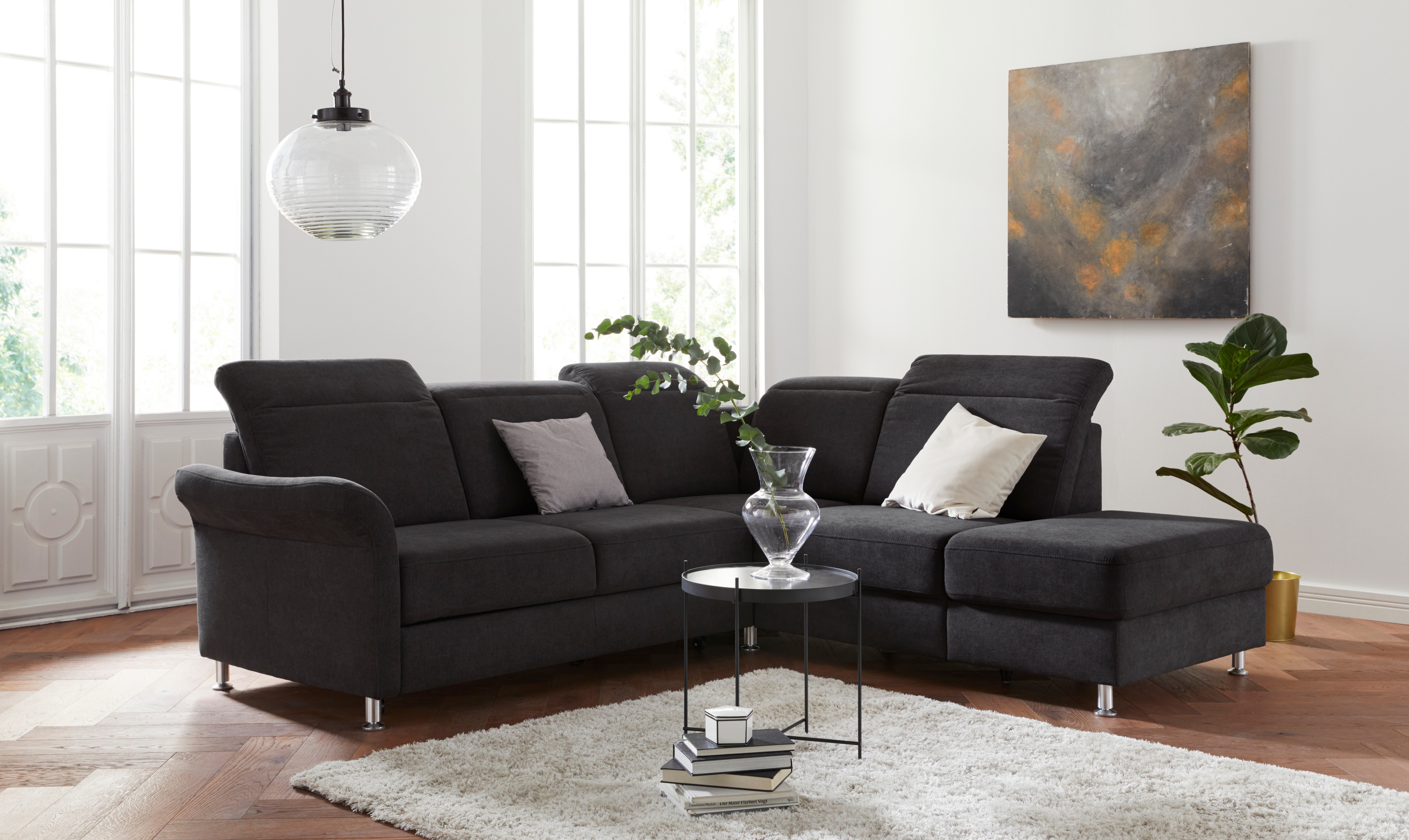 sit&more Ecksofa "Darwin L-Form" inklusive Federkern, wahlweise mit Kopfteilverstellung, Schlaffunktion