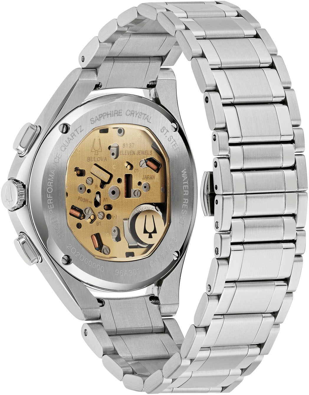 Bulova Chronograph »Curv«, Armbanduhr, Quarzuhr, Herrenuhr, Edelstahlarmband, Saphirglas