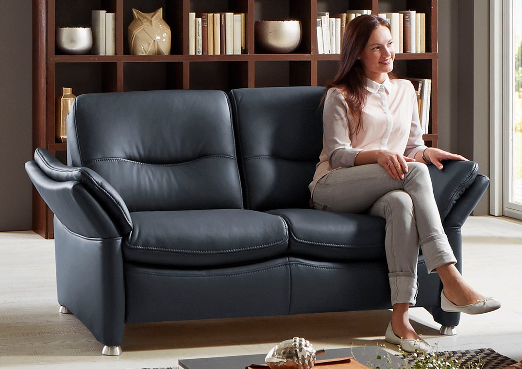 HUKLA 2-Sitzer »HU-SF15058 Ledersofa, Breite 164 cm«, hochwertiges Glattleder, optional mit Kopfstütze