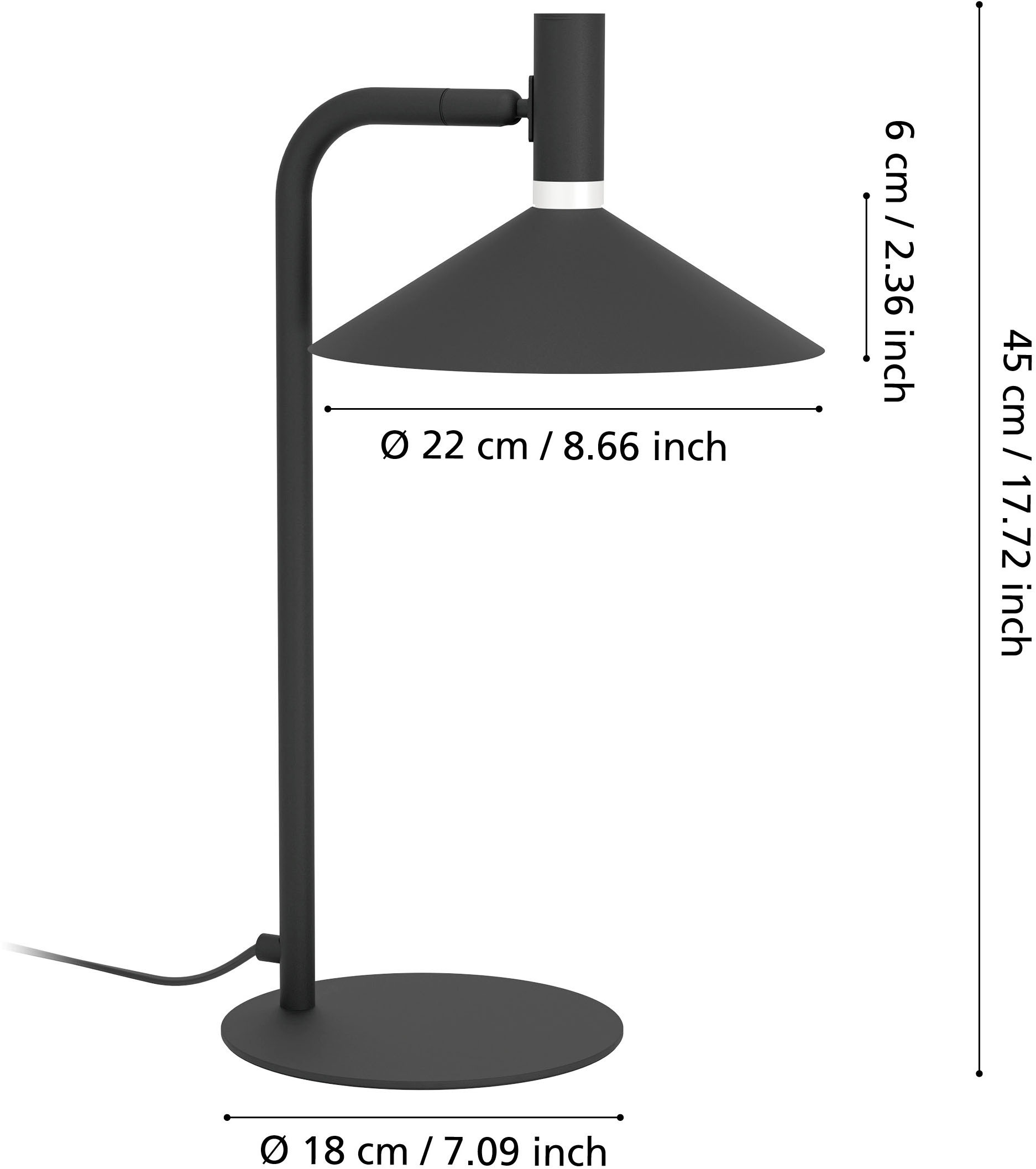 EGLO Tischleuchte »CONOMAVILLA-Z Tischlampe - Stahl - LED - 7,5W - IP20« LED-Modul 1 Stk. Kaltweiß | Neutralweiß | RGB | Warmweiß Nachttischlampe, Schreibtischleuchte, Leselampe, L27 x B22 x H45 cm