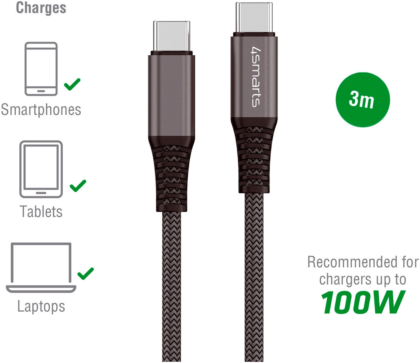 4smarts USB-Kabel »PremiumCord USB-C auf USB-C 100W«, USB Typ C-USB Typ C, 300,00 cm
