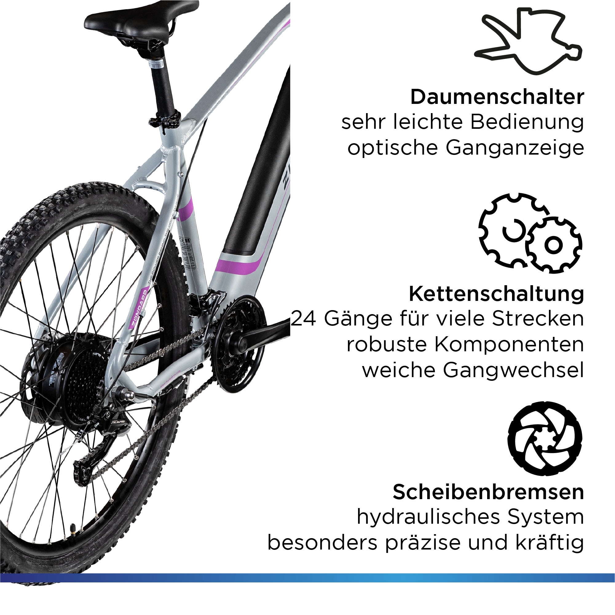 Zündapp E-Bike »Z808«, 24 Gang, Alivio, Heckmotor 250 W, Pedelec, Elektrofahrrad für Damen u. Herren, MTB