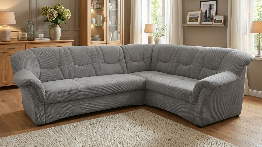 OTTO home Ecksofa "Langelland 232 x 146 cm, auch mit Schlaffunktion, mittelfester Sitz" L-Form, mit Federkern, pflegeleichter Pet Friendly Bezugsstoff
