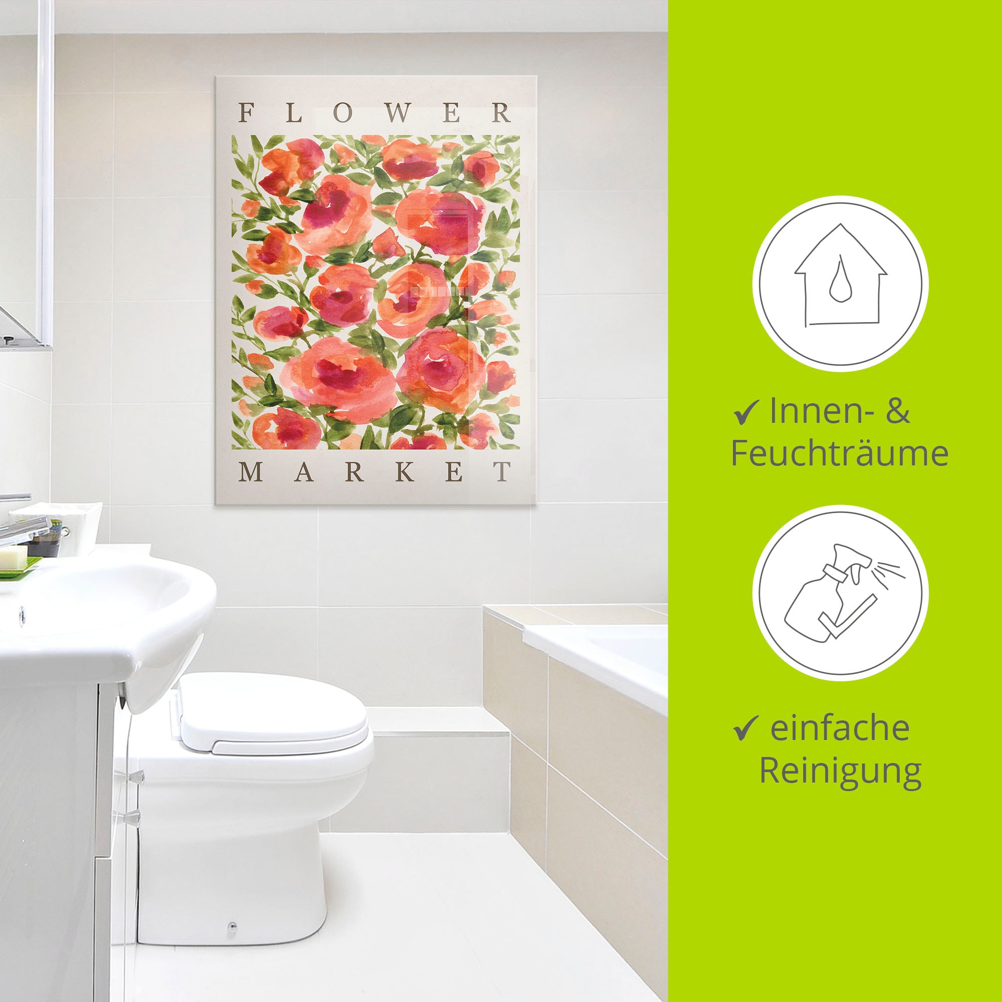 Artland Glasbild »Coral Blooms« Blumenbilder 1 Stk. tlg. in verschiedenen Größen