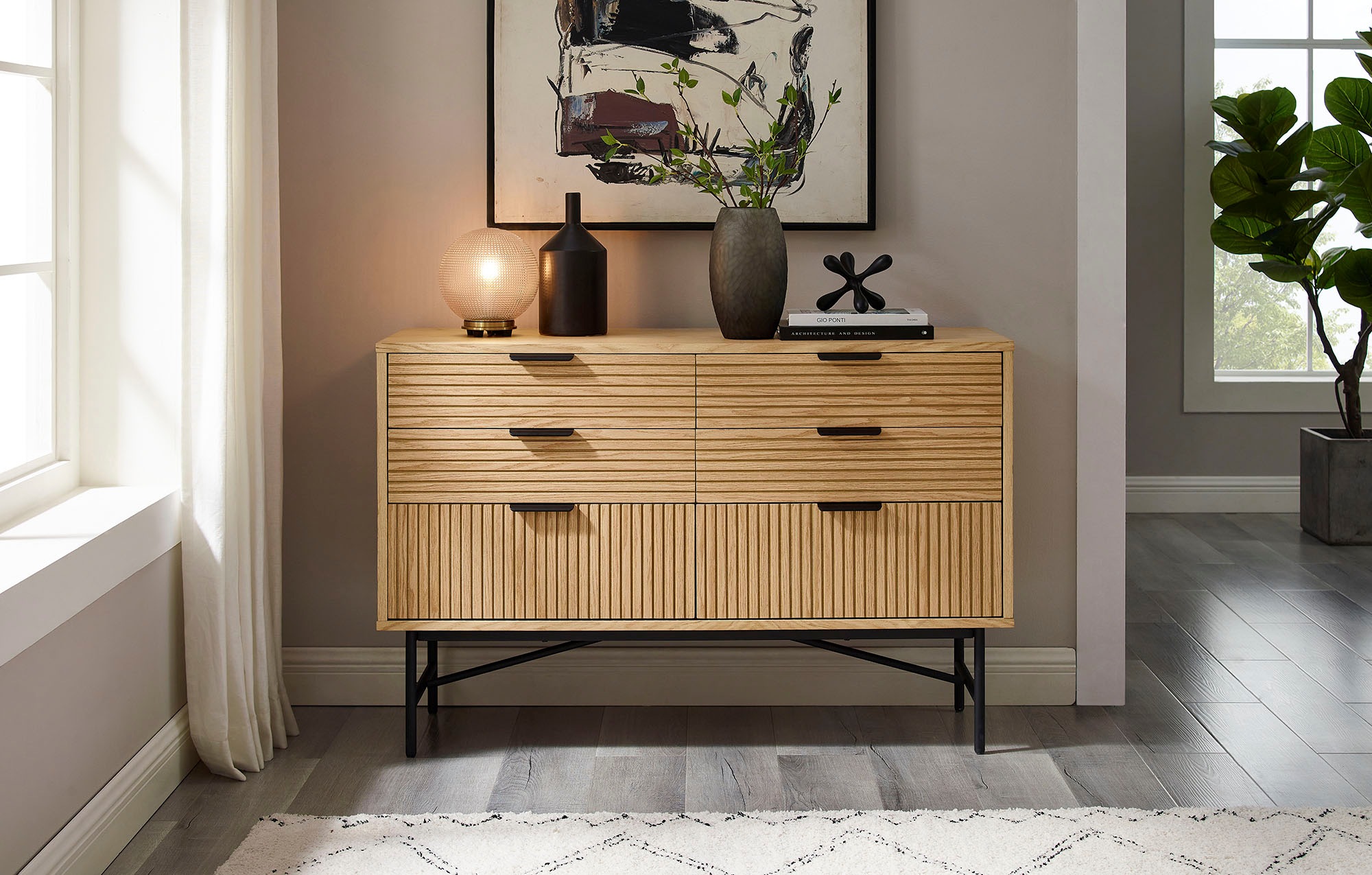 SalesFever Kommode "Visby Designer Kommode mit Stil", Eiche Echtholzfurnier günstig online kaufen