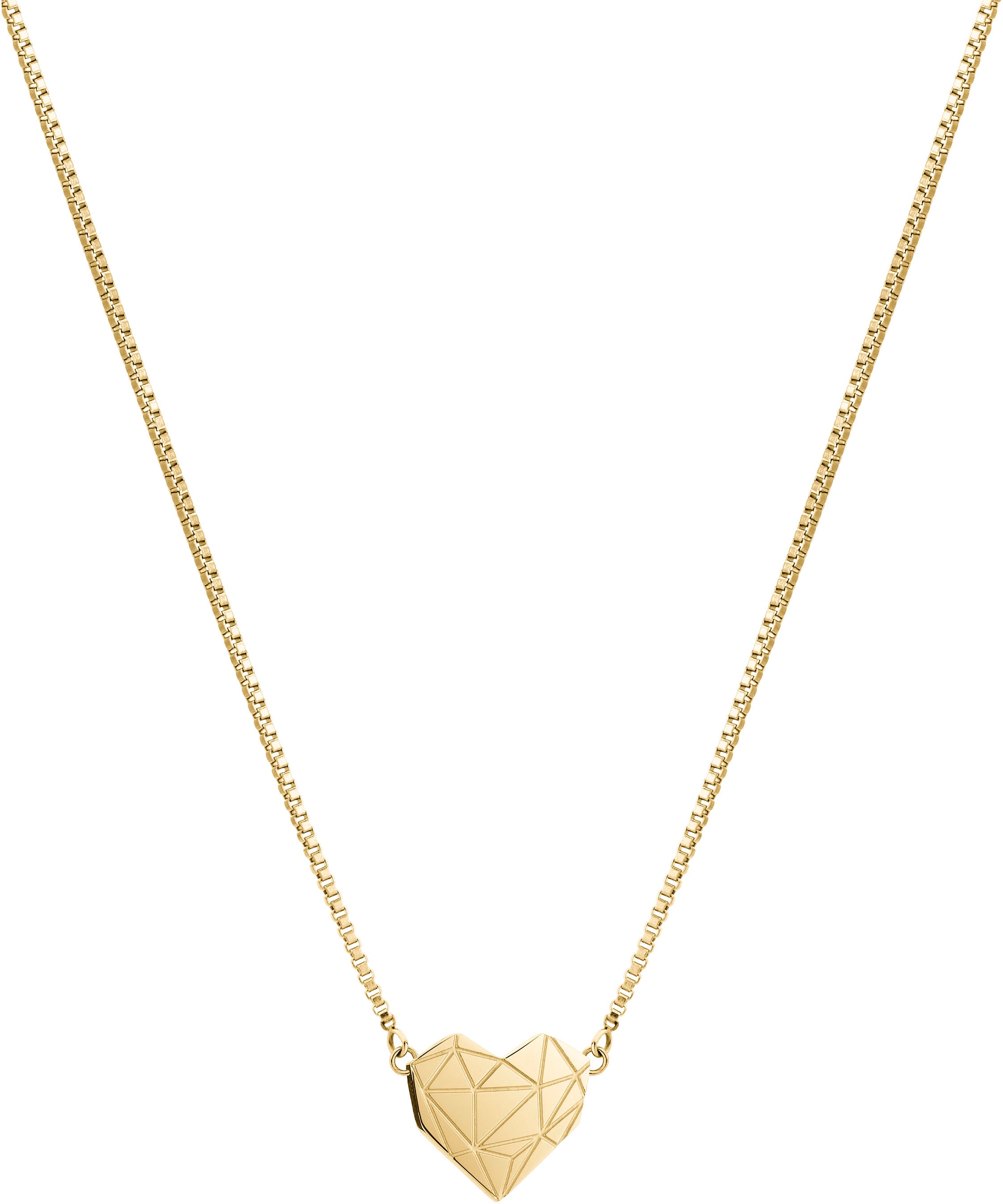 Kette mit Anhänger LIEBESKIND BERLIN "Schmuck Geschenk Edelstahl Herz", gold (gelbgoldfarben), Halsketten, Damen, Edelstahl, L: 40 B: 2mm, B:2mm