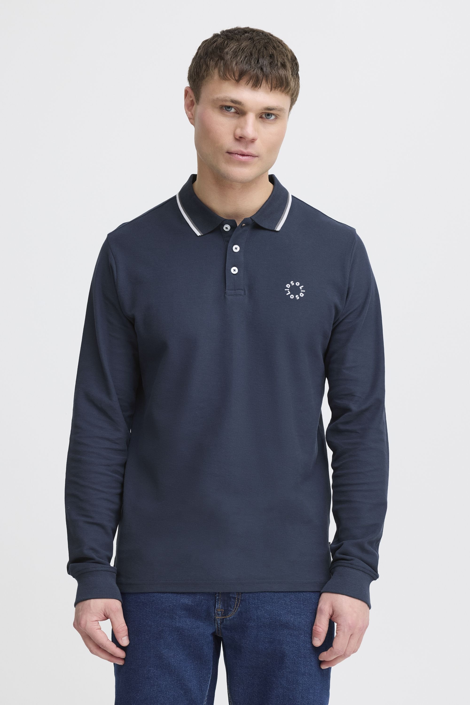 !solid Langarm-Poloshirt SOLID "Langarm-Poloshirt SDHANGOR", Herren, Gr. M, blau (insignia blau), Obermaterial: 60% Baumwolle CO. 40% Polyester PES., Shirts 2