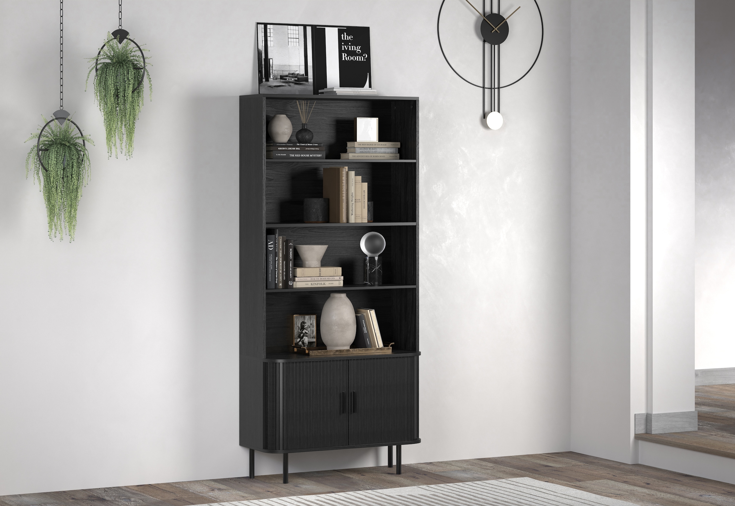 INOSIGN Bücherregal »Ronda«, (1 St.), Standregal mit Schiebetüren - Maße (B/T/H) 80/40/172 cm
