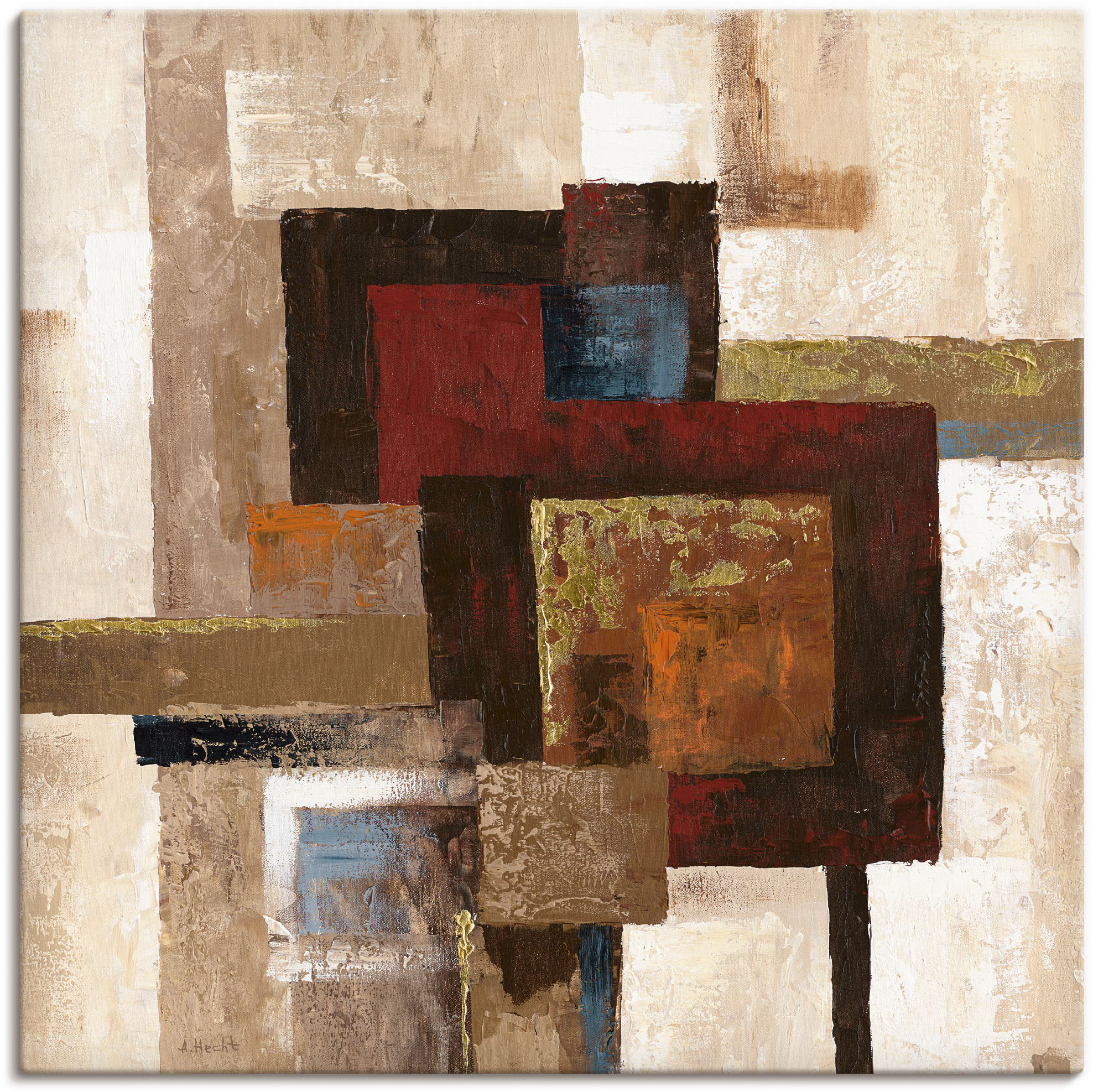 Artland Leinwandbild "Karos Abstrakt II" Muster 1 Stk. tlg. auf Holzrahmen gespannt