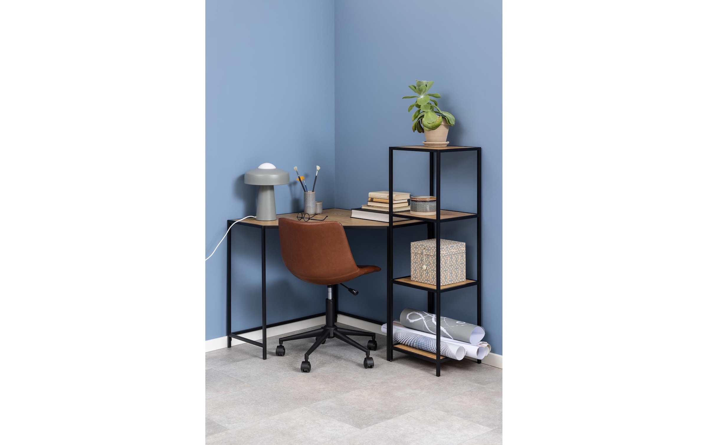 AC Design Regal »Seaford 35 x 37 x 119,5 cm, Nature/Schwarz«