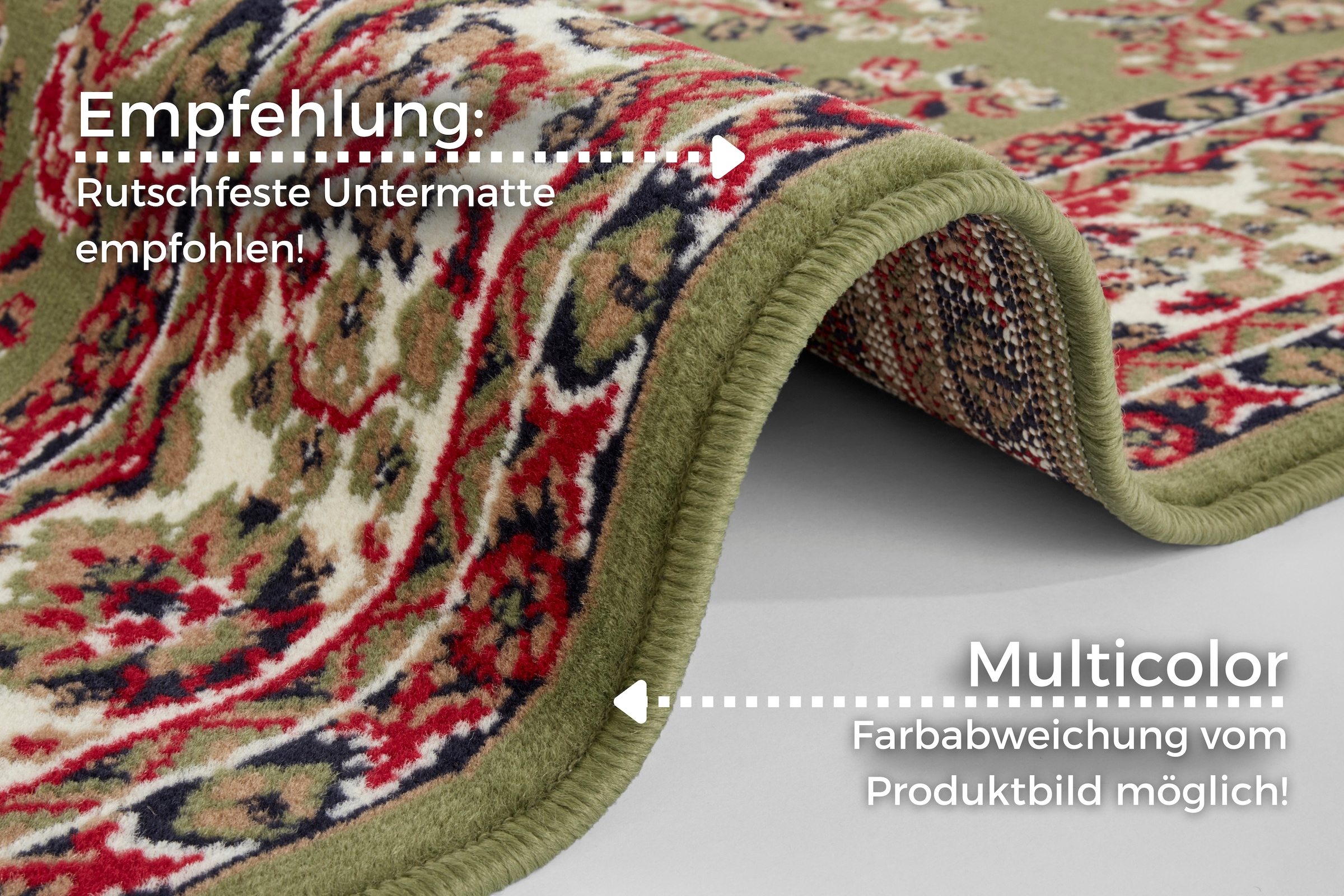 my home Teppich »Halton«, rechteckig, 8 mm Höhe, Kurzflor, Orient-Optik, mit Bordüre, Läufer, pflegeleicht, gekettelt