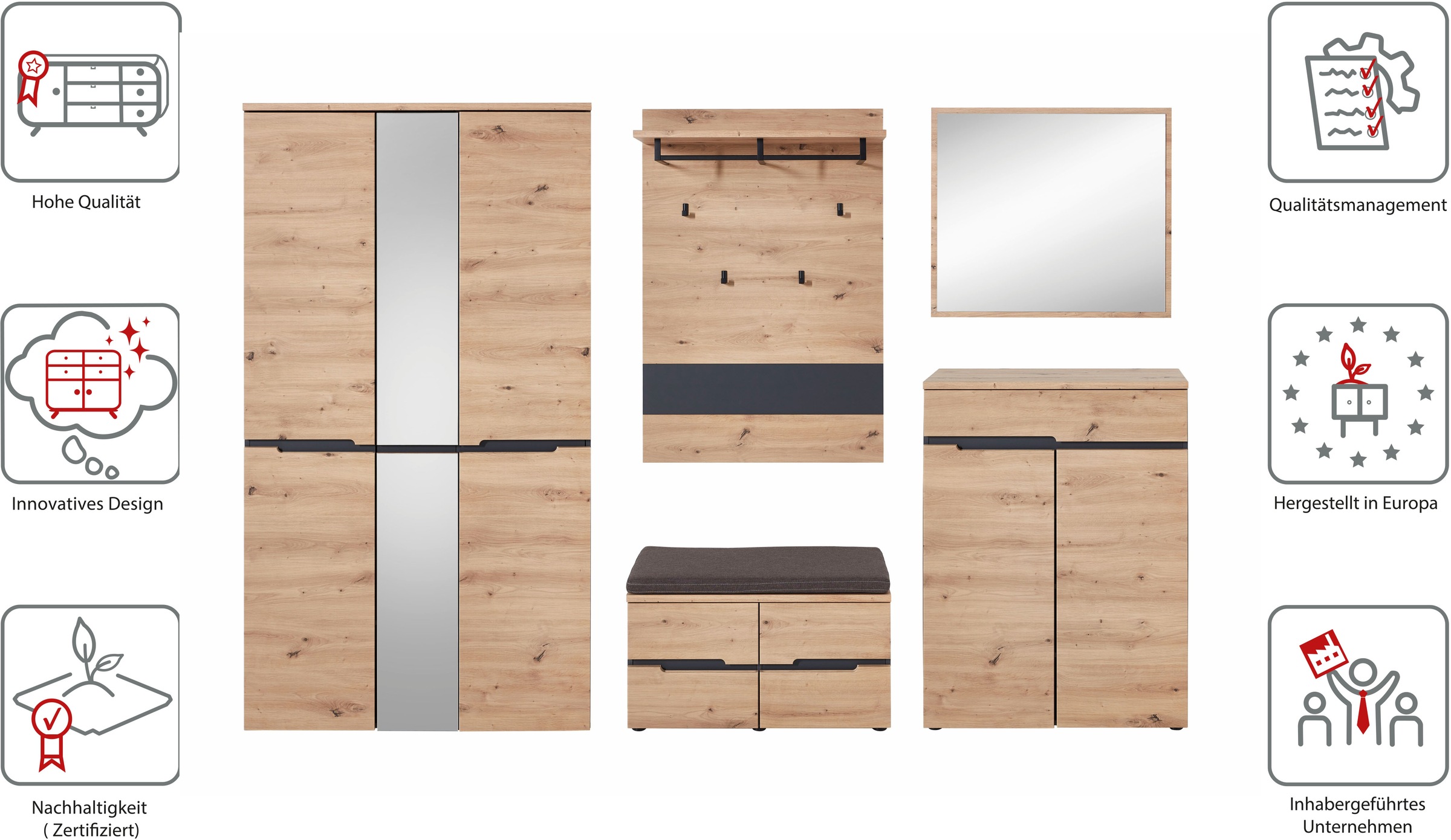 Innostyle Garderoben-Set "MEMPHIS" Komplett-Set, 5 Stk. tlg. günstig online kaufen