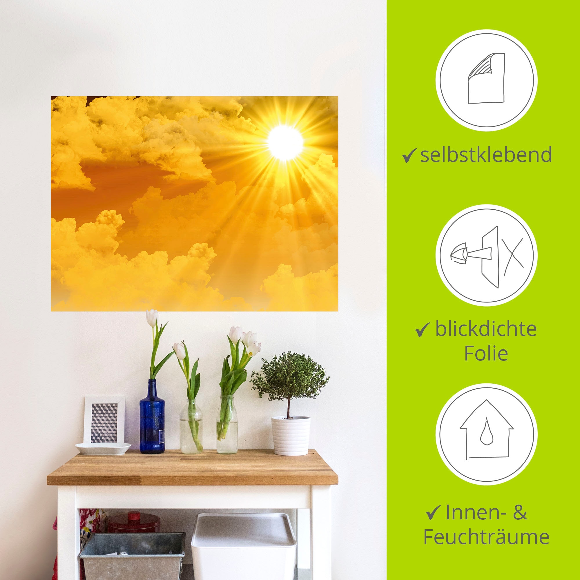 Artland Wandbild »Warme Sonnenstrahlen«, Himmel, (1 St.), als Leinwandbild, Poster, Wandaufkleber in verschied. Größen