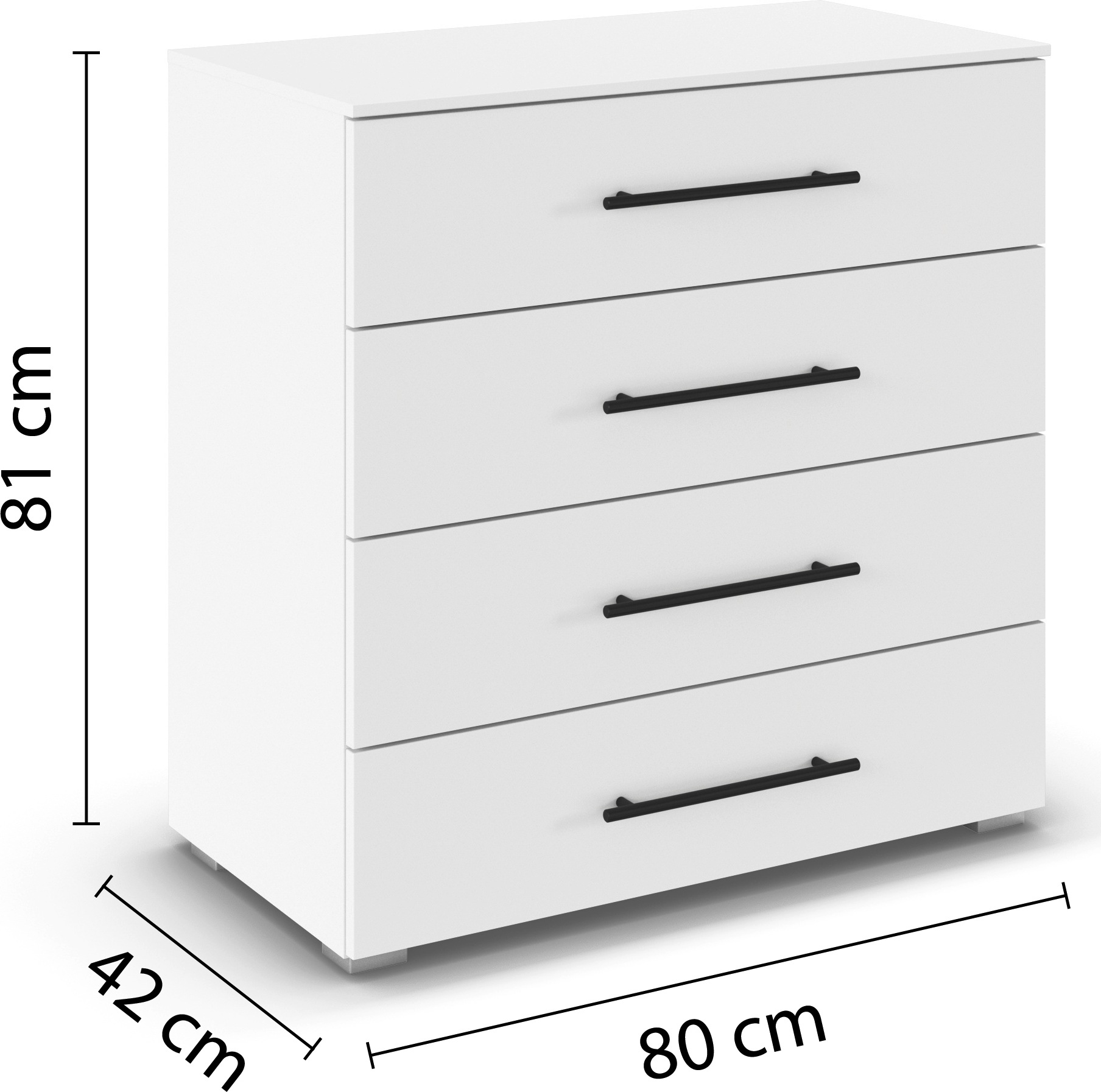 rauch Schubkastenkommode »Sideboard Schubladenkommode AVOLA mit Dekorfront« Breite 80 cm inkl. Soft-Close-Funktion,  Beimöbel 40 cm breit, 4 Schubladen mit viel Stauraum, MADE IN GERMANY
