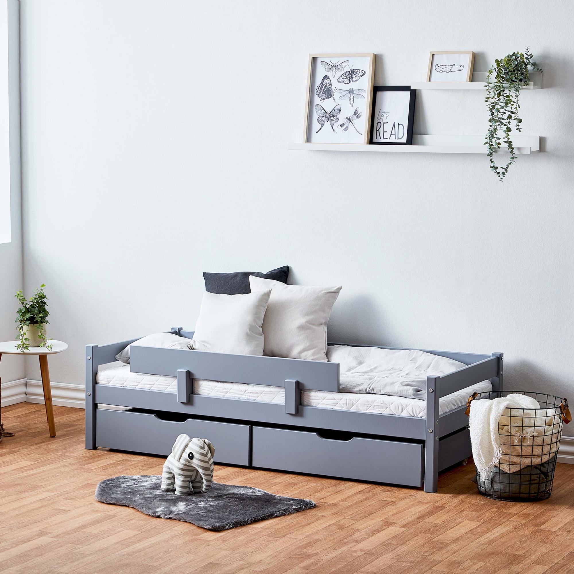Lüttenhütt Jugendbett »ECO One«, Kinderbett mit Rausfallschutz, mit 2 Schubkästen