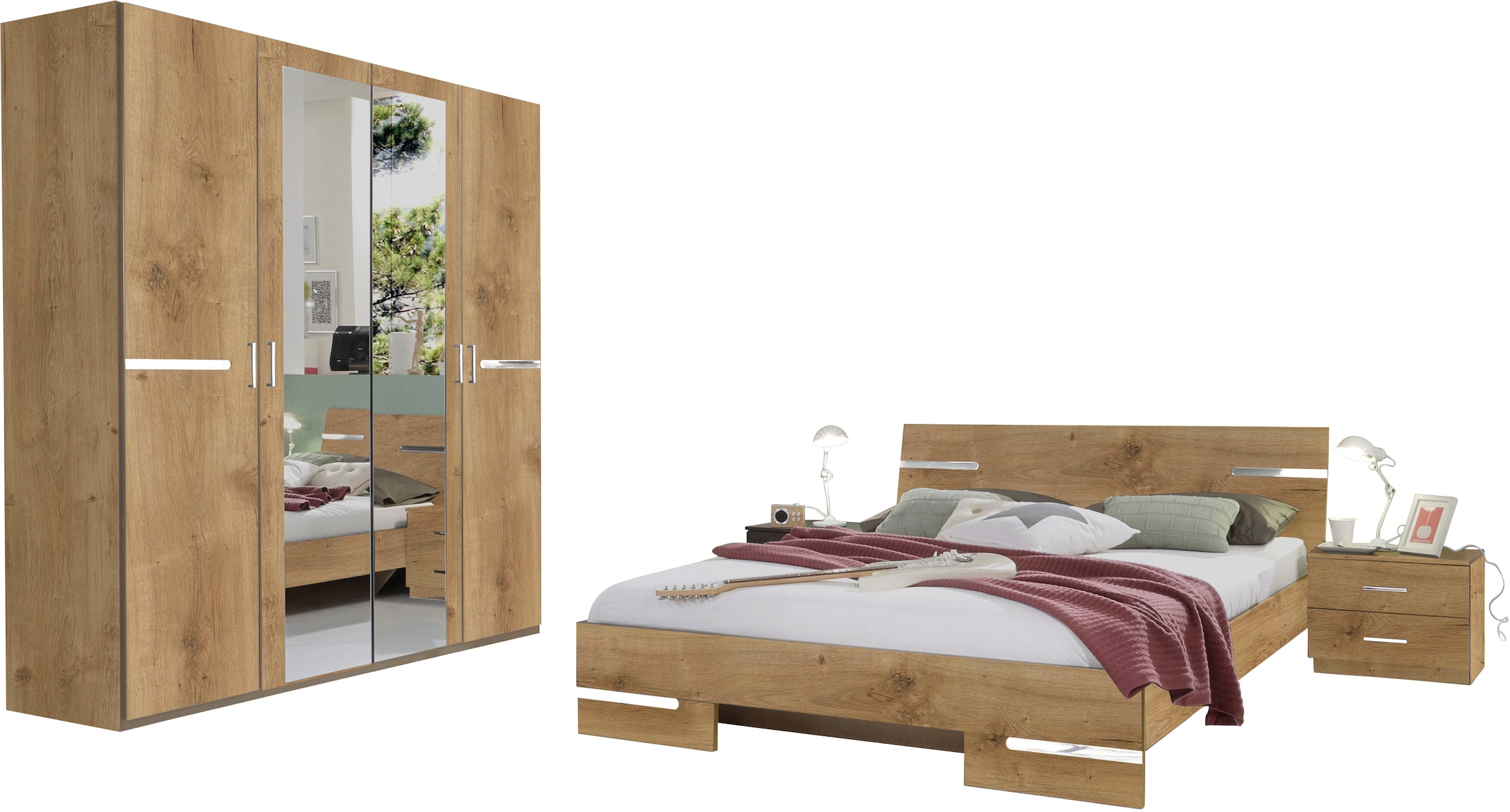 Komplettschlafzimmer WIMEX, braun, Spanplatte, Schlafzimmermöbel-Sets, "Anna", Spar Set