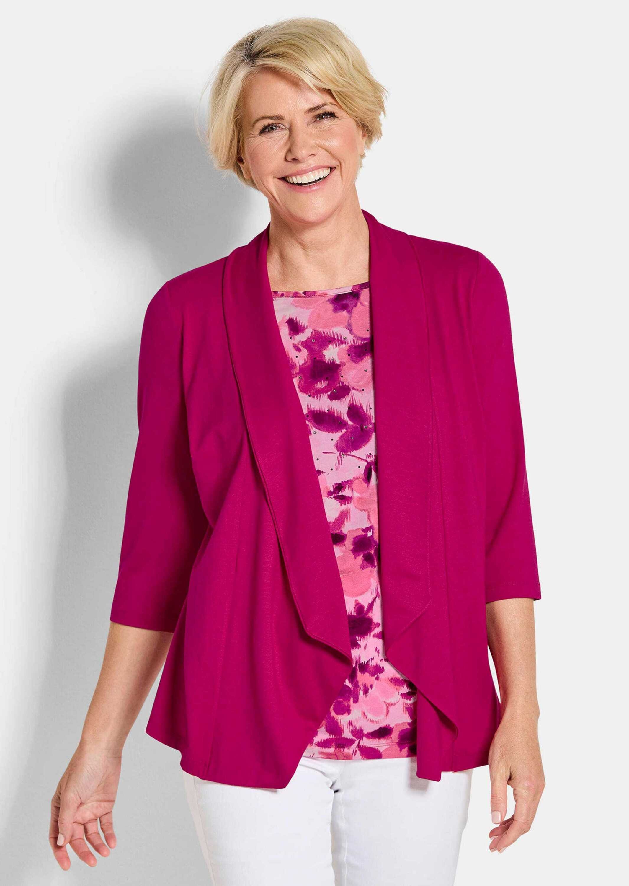 GOLDNER Langarmshirt »Viskoseshirt in Twinset-Optik« Ton in Ton Hotfixe am Druck