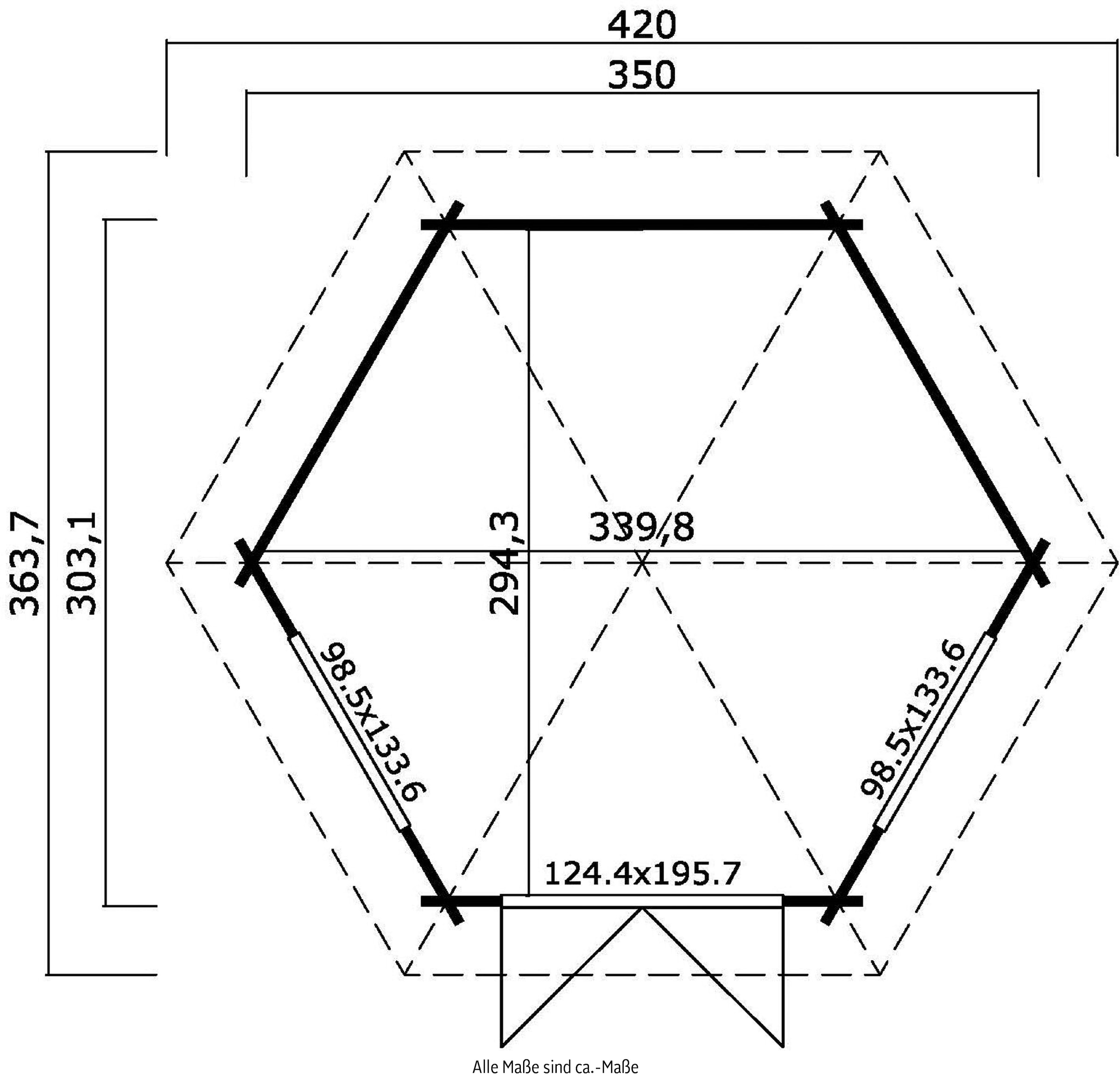 LASITA MAJA Pavillon »Rivera«, (Set, Inklusive Fussbodenbretter zum verlegen), BxT: 363,7x420 cm, Fichtenholz