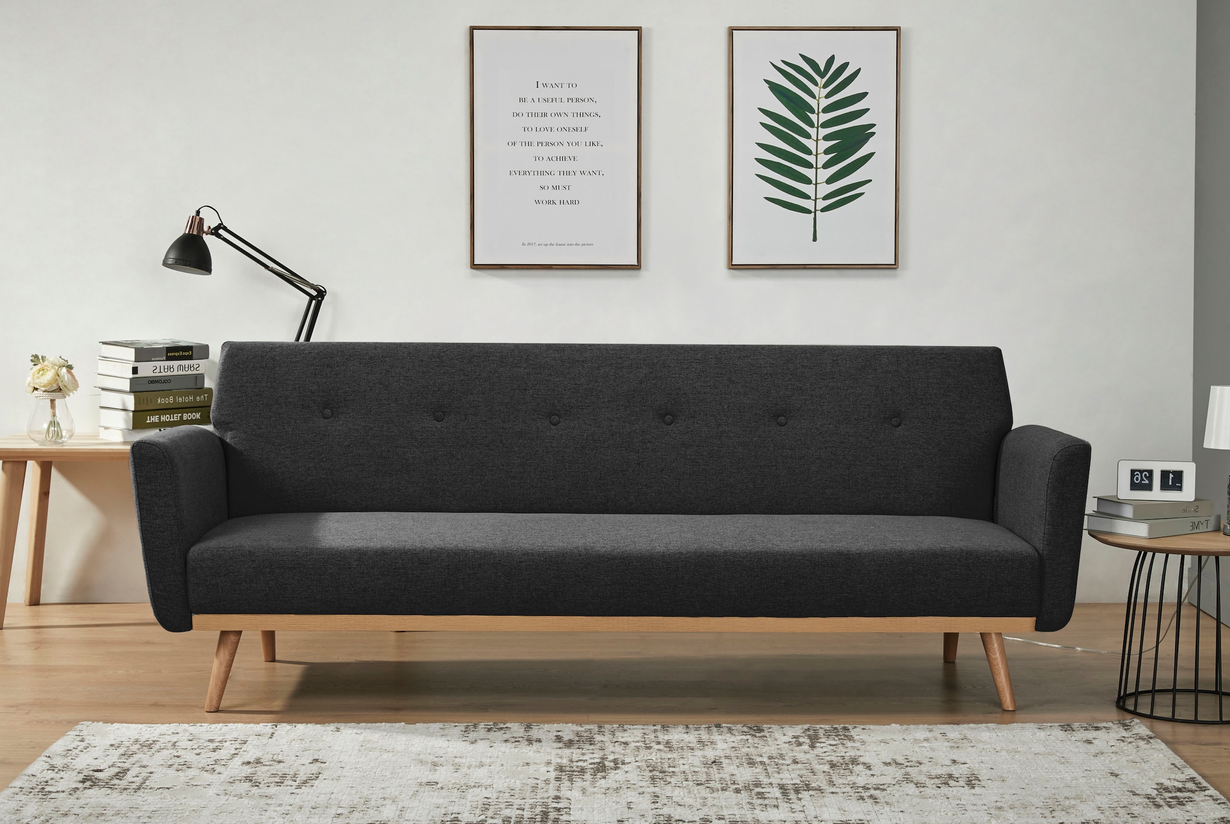 SalesFever Schlafsofa, Knopfheftung an der Rückenfläche